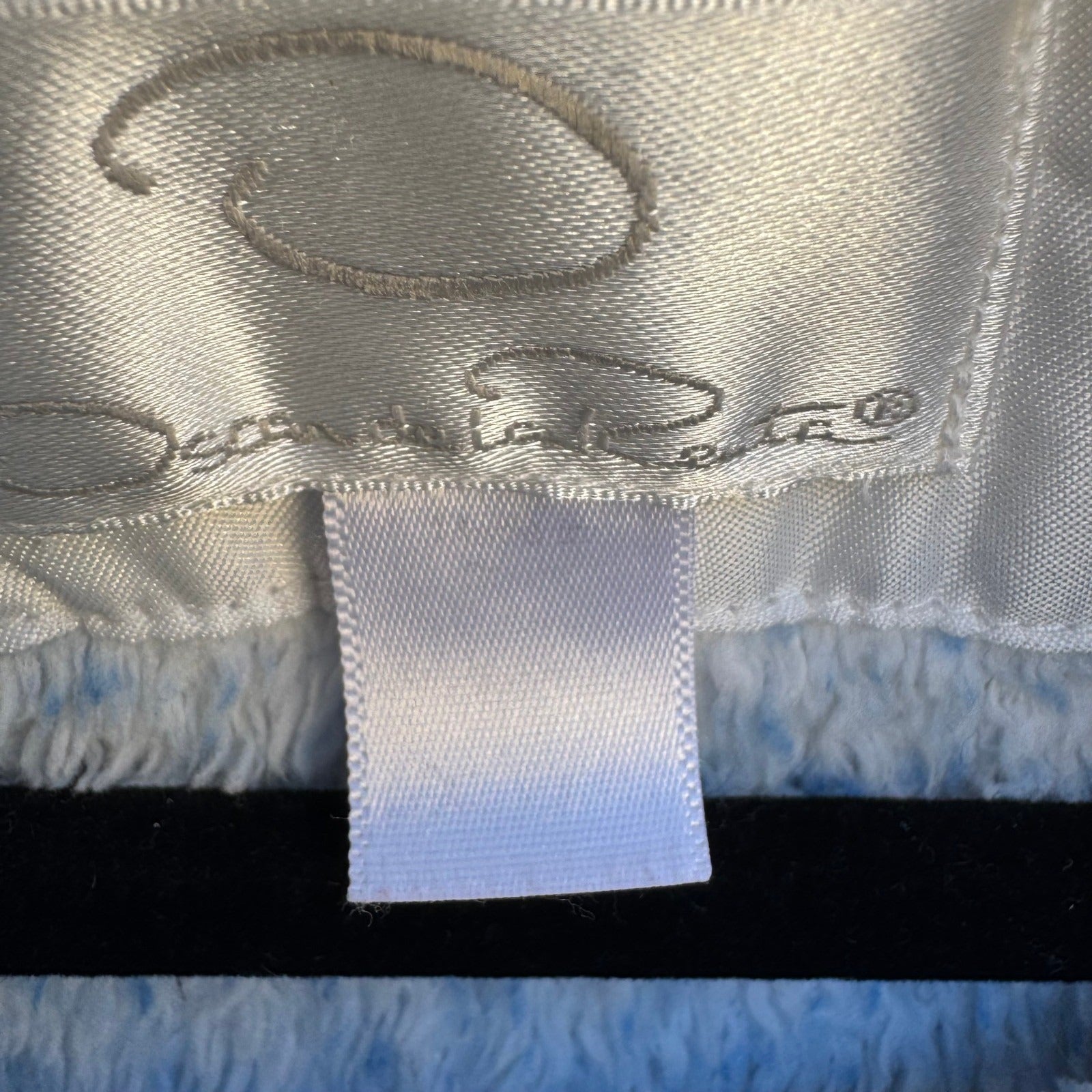 Oscar de la Renta Blue White Fleece Full Zip Robe Pockets L/XL Luxury Loungewear