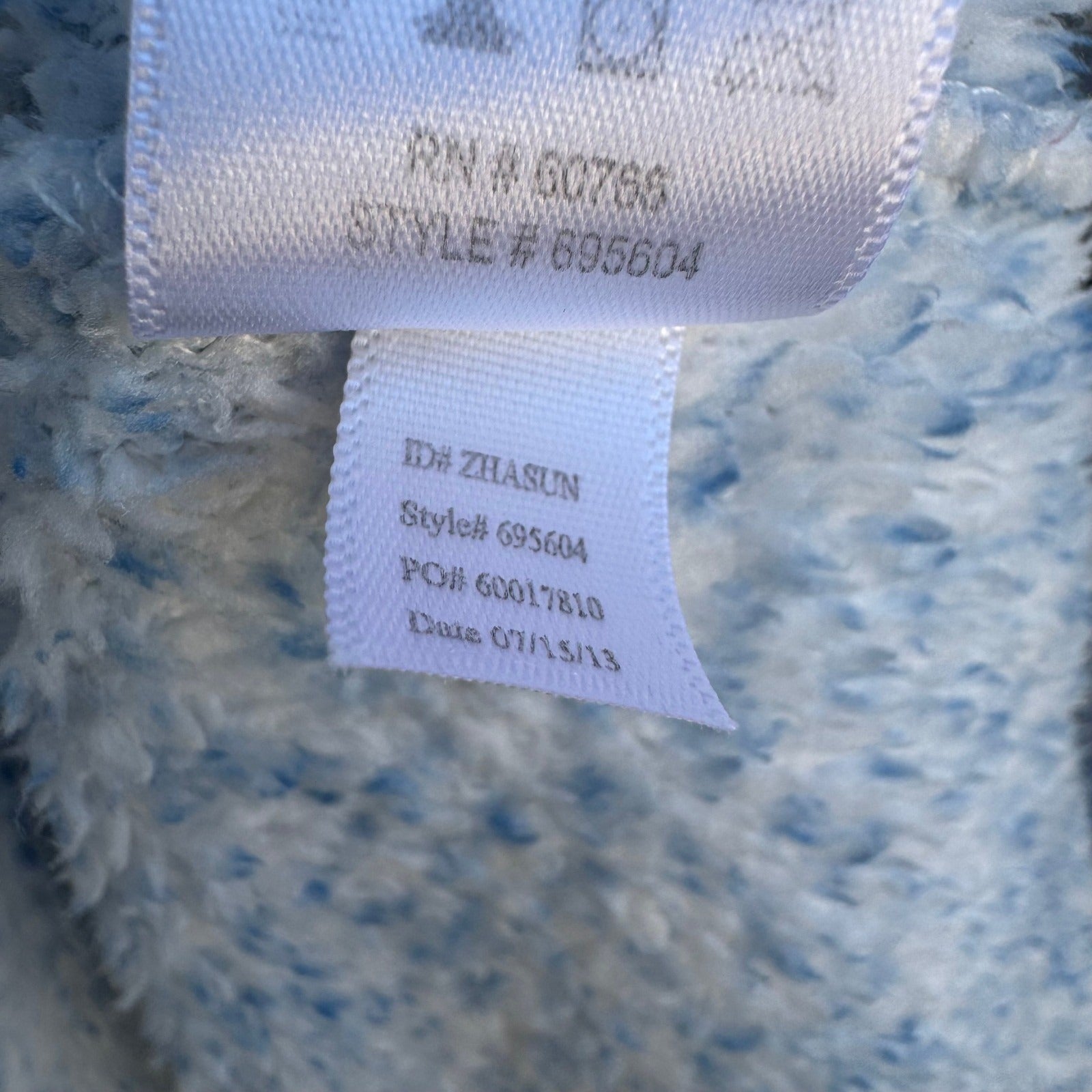 Oscar de la Renta Blue White Fleece Full Zip Robe Pockets L/XL Luxury Loungewear