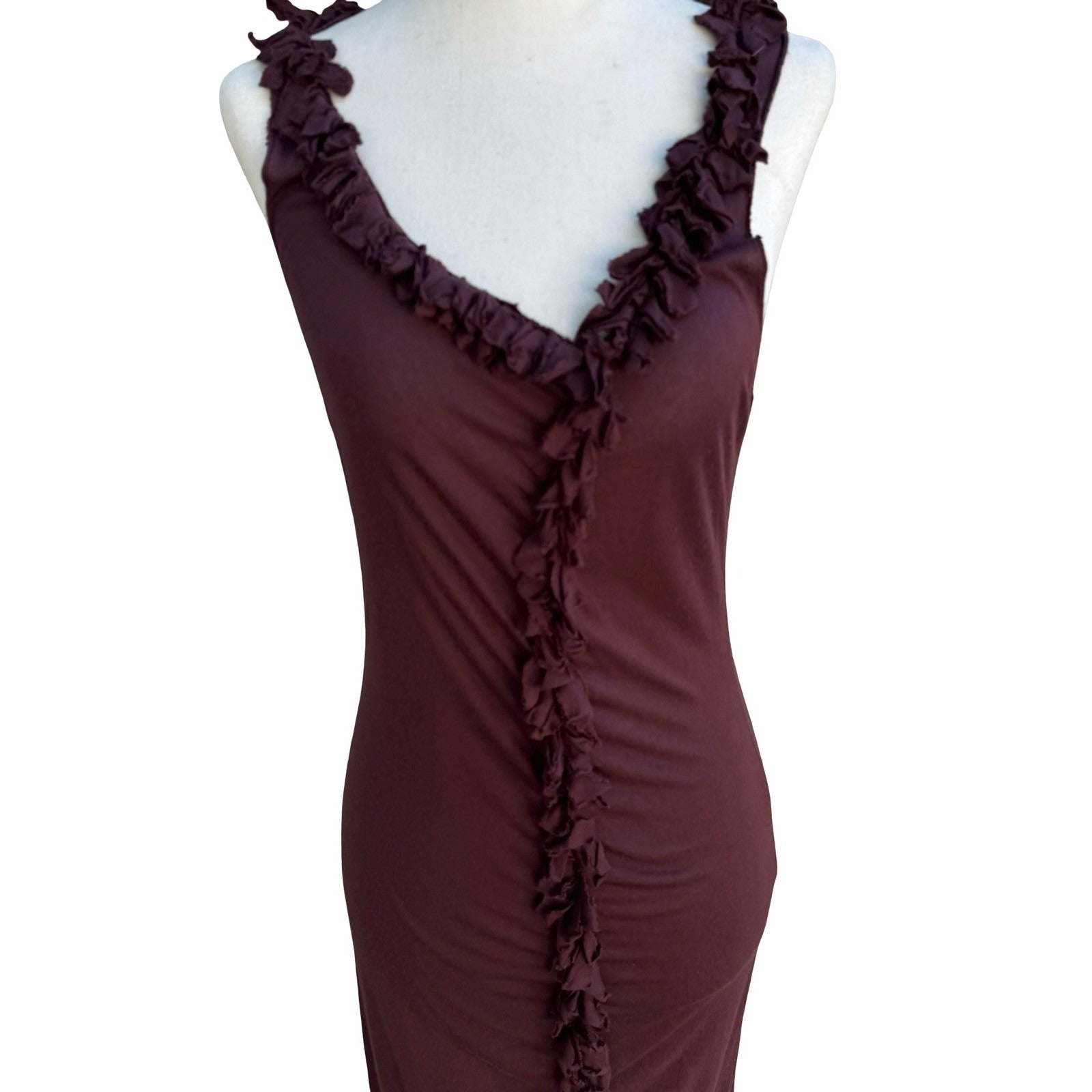 Poleci Y2K Whimsigoth Romantic Fairycore Ruffle Sleeveless Bodycon Midi Dress S