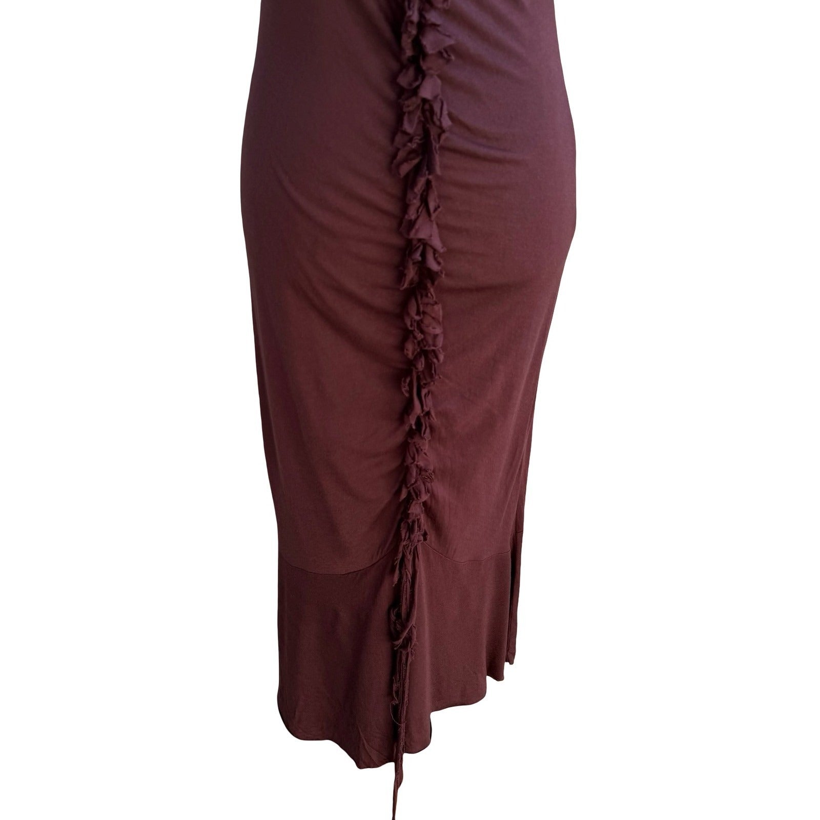 Poleci Y2K Whimsigoth Romantic Fairycore Ruffle Sleeveless Bodycon Midi Dress S