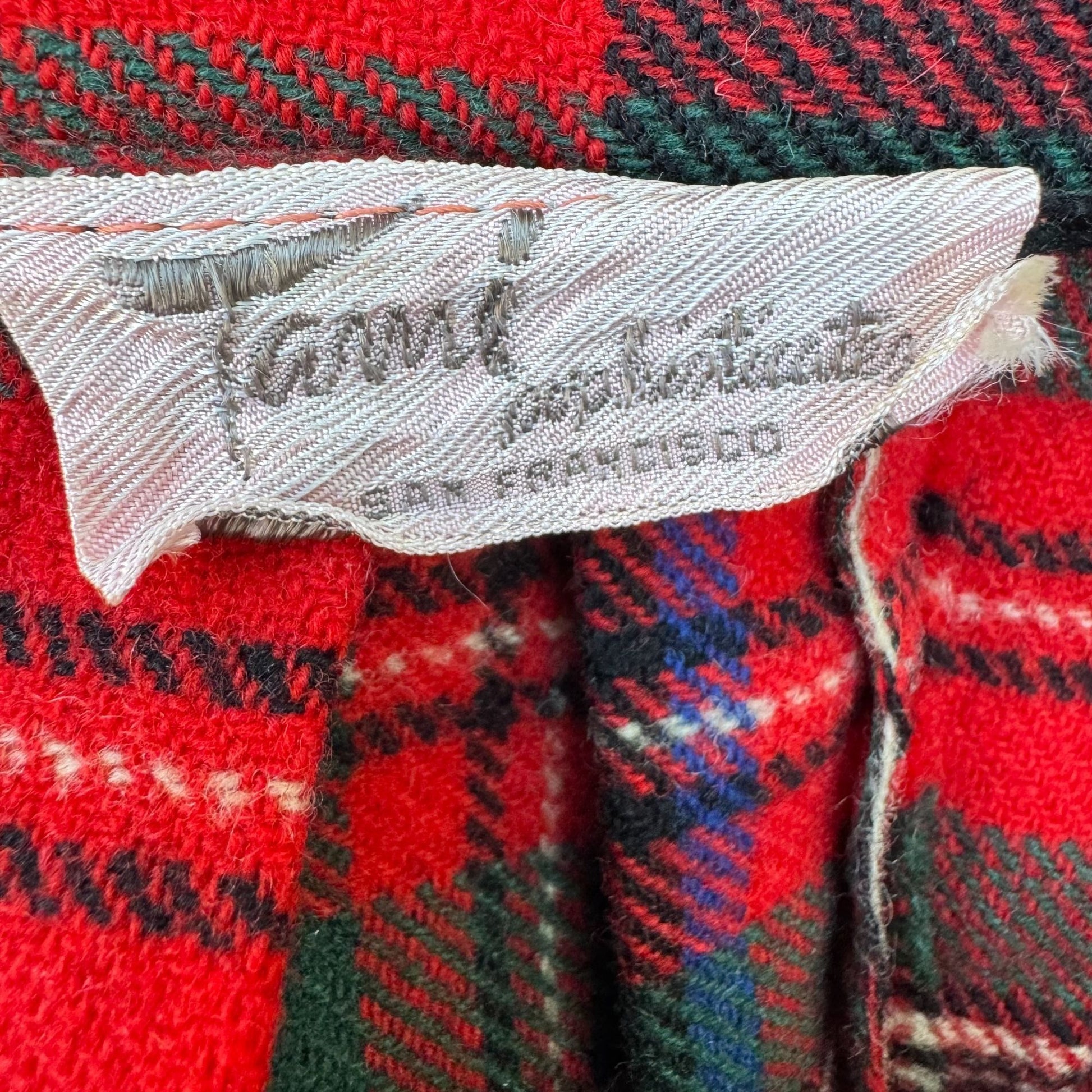 Tami Vintage 70s Womens S Red Green Tartan Plaid Pleated Wool Skirt Academia