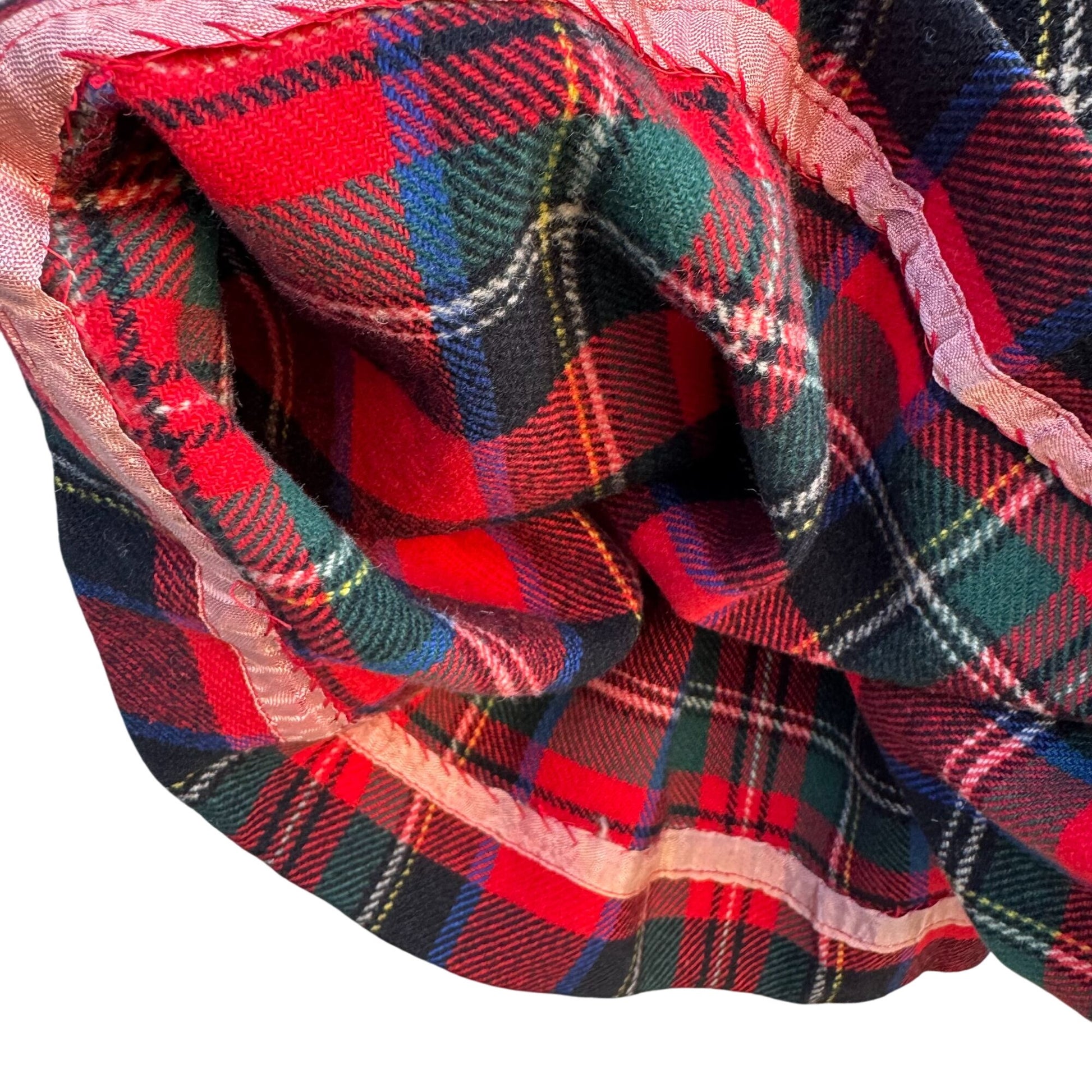 Tami Vintage 70s Womens S Red Green Tartan Plaid Pleated Wool Skirt Academia