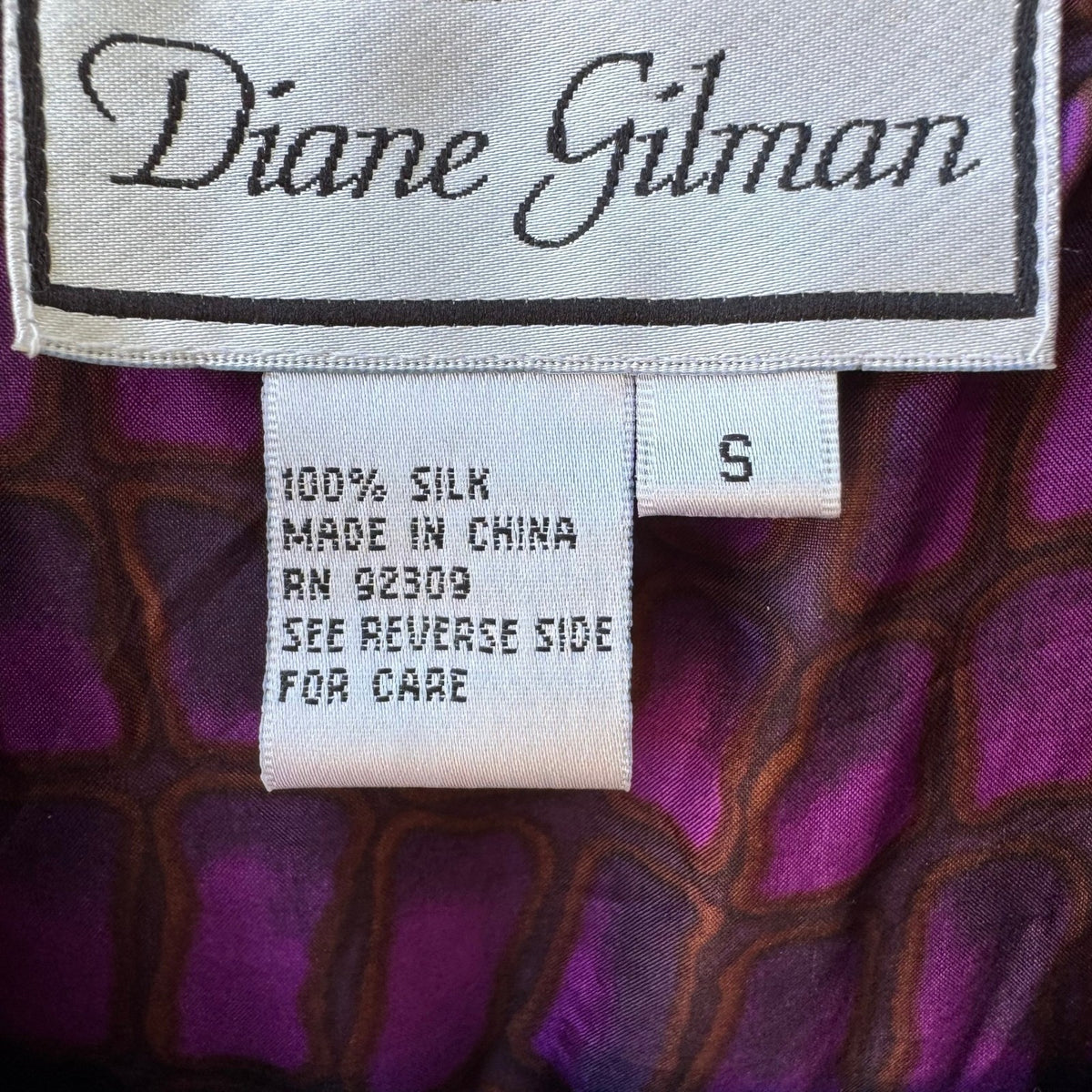 Diane Gilman Vintage 90s Luxury 100% Silk Longline Blazer Jacket Royal Purple S