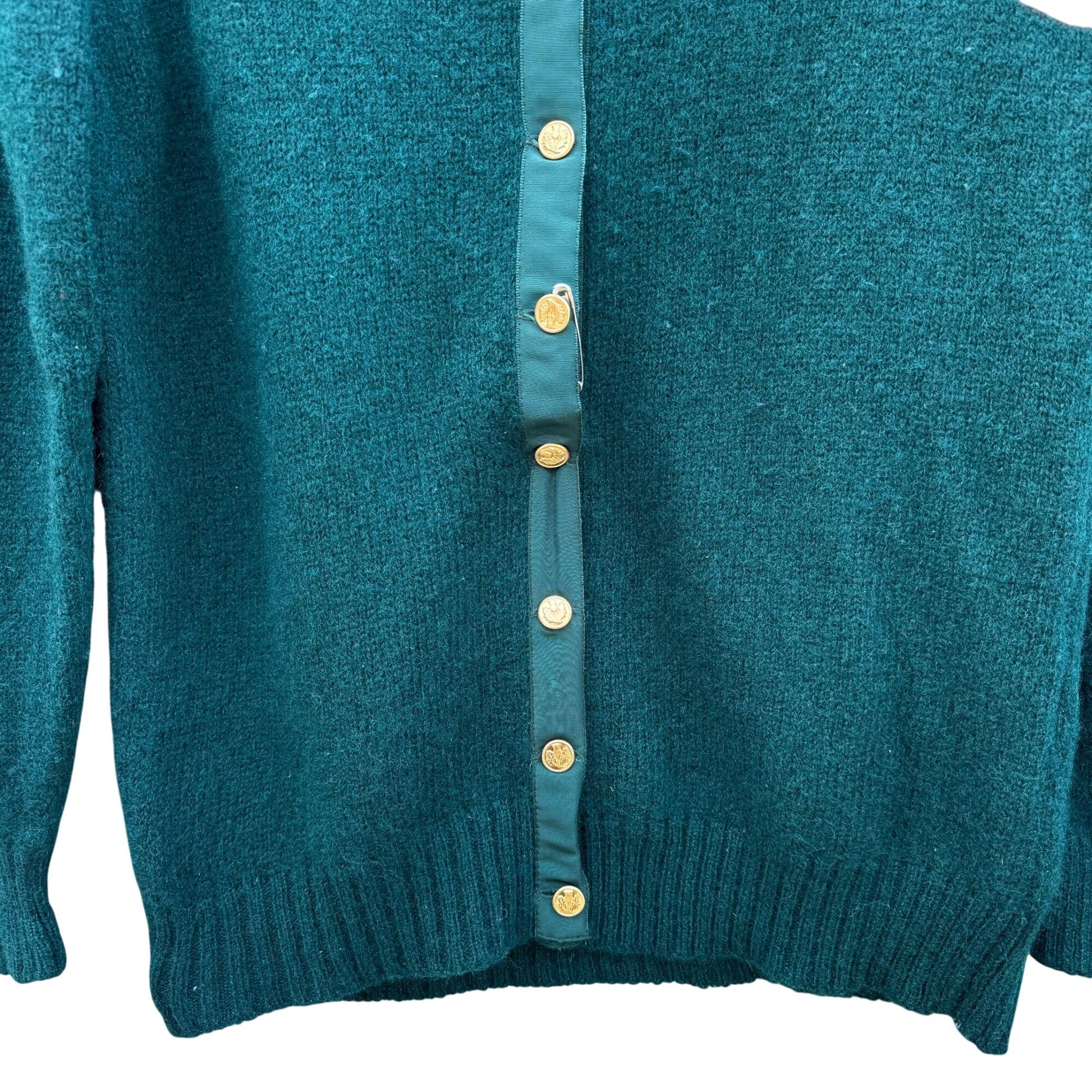 Braemar Vintage Womens Green Wool Knit Shetland Cardigan Sweater Button Defects