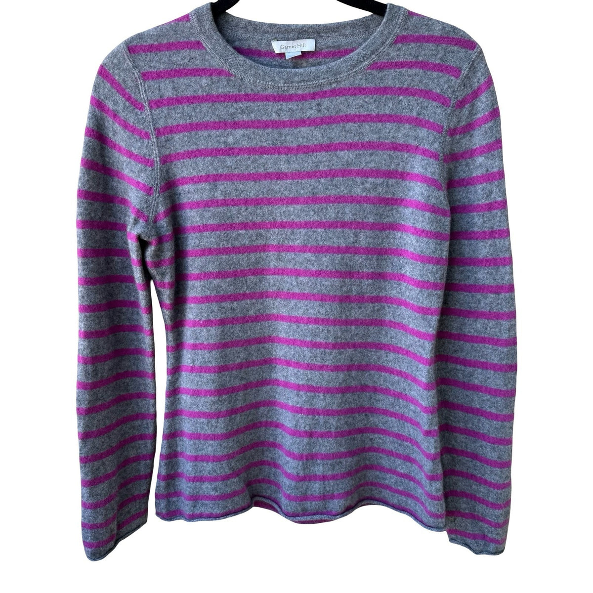 Garnet Hill Striped Cashmere Preppy Quiet Luxury Layering Pullover Sweater M