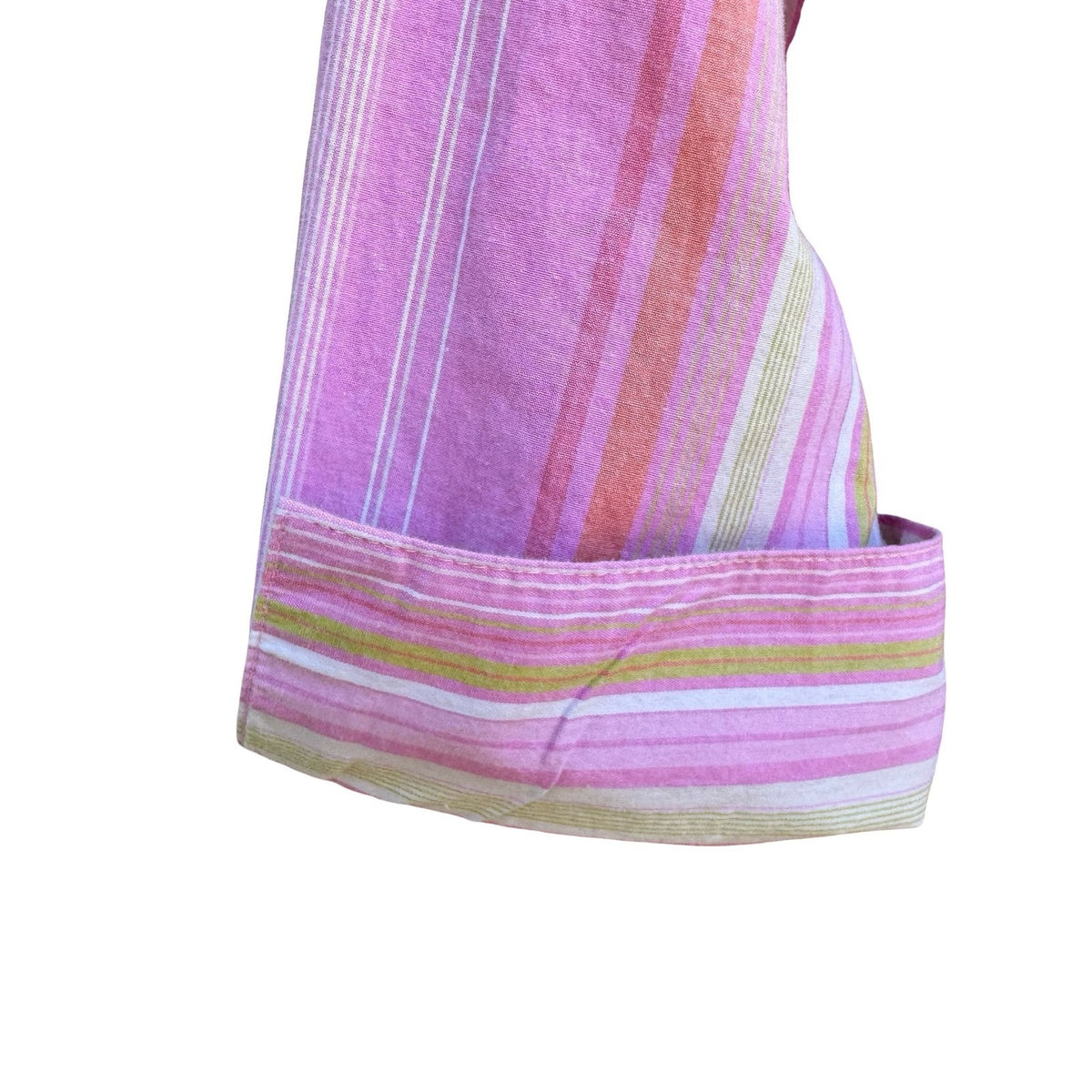 Jamaica Bay Coastal Preppy Beachy Striped 3/4 Sleeve Pineapple Logo Shirt Pink L