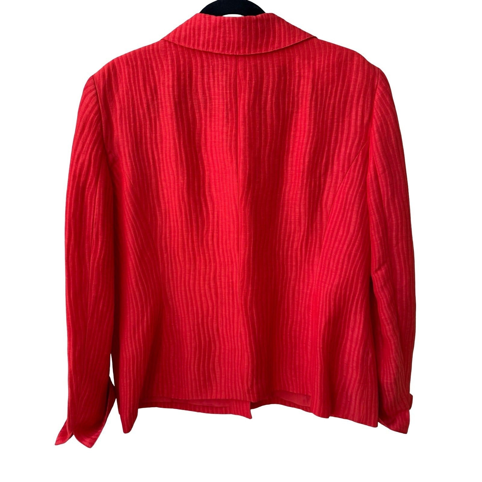 Jones New York Collection Linen Silk Luxury Blazer Jacket Tomato Red 14 NEW