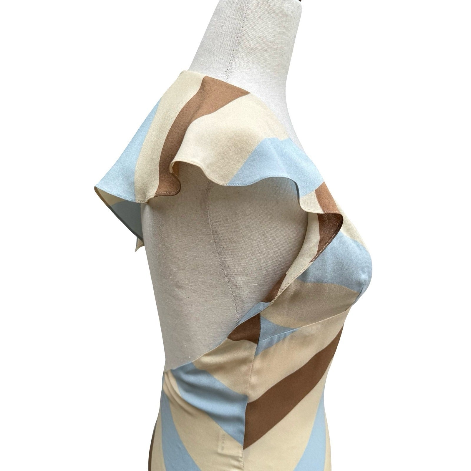 Santisima Silk Feminine Bias Cut Midi Dress Open Back Resortwear Wedding Guest S