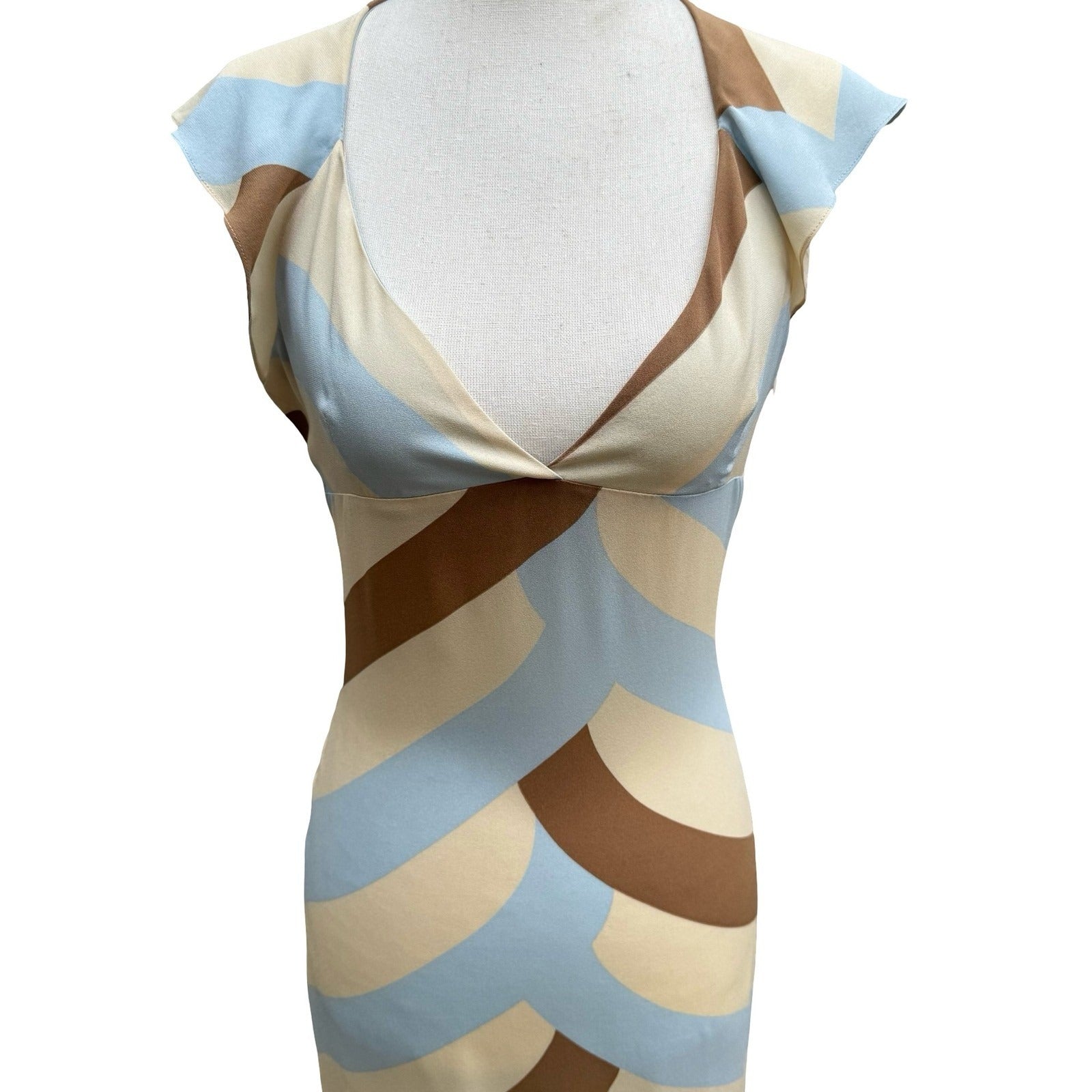 Santisima Silk Feminine Bias Cut Midi Dress Open Back Resortwear Wedding Guest S
