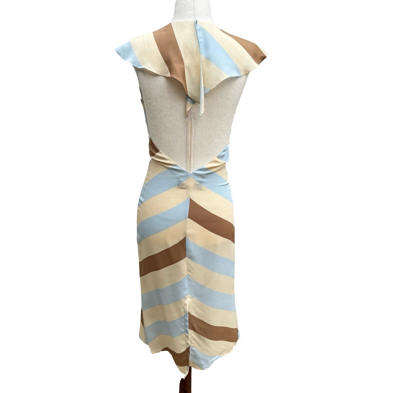 Santisima Silk Feminine Bias Cut Midi Dress Open Back Resortwear Wedding Guest S