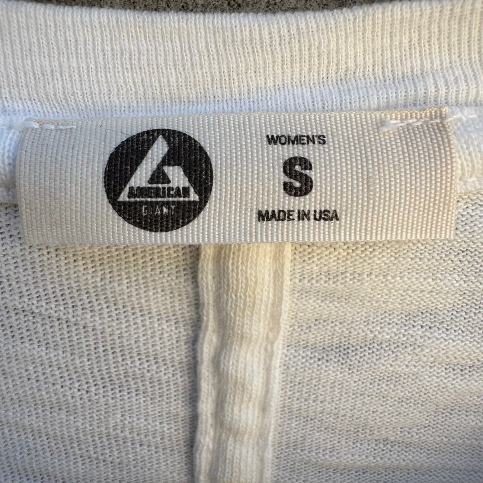 American Giant USA Supima Cotton Sustainable Slub Crew Neck Shirt White Womens S