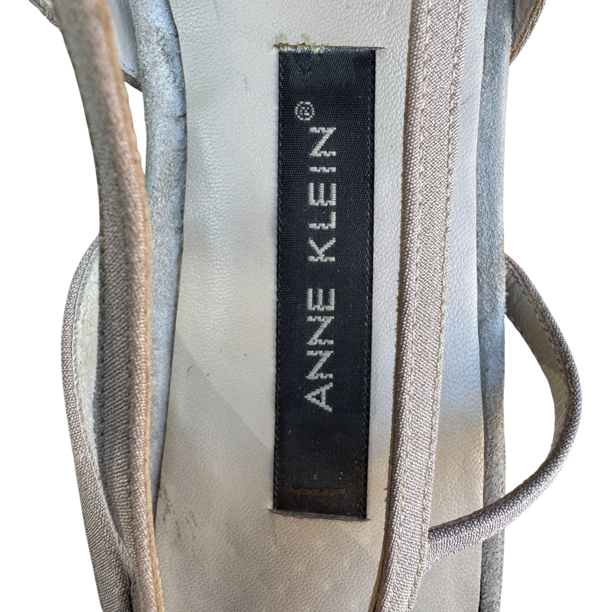 Anne Klein Womens Stone Suede Leather Slingback Round Toe Flats With Box 11B