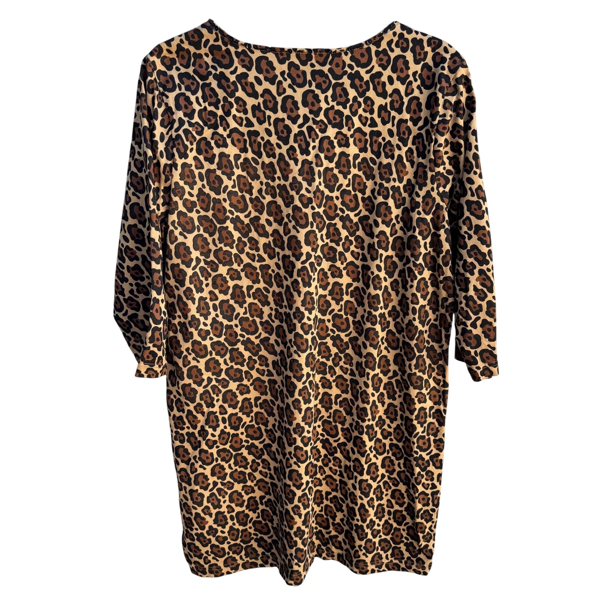Bob Mackie Wearable Art Vintage Womens Leopard Print Sequin V Neck Knit Blouse M