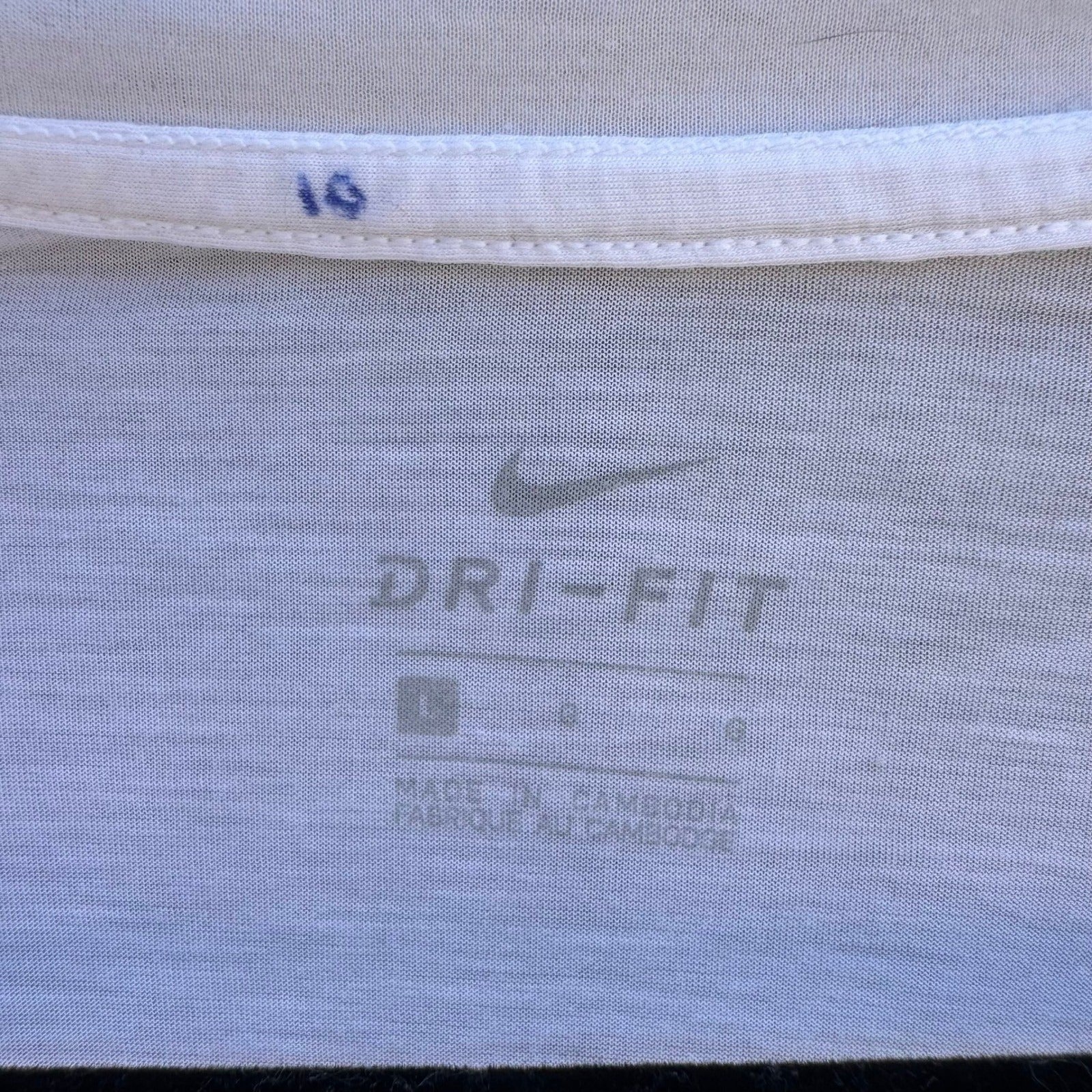 Nike Dri-FIT White Mesh Panel Short Sleeve Training Top Large Relaxed Fit Shirt