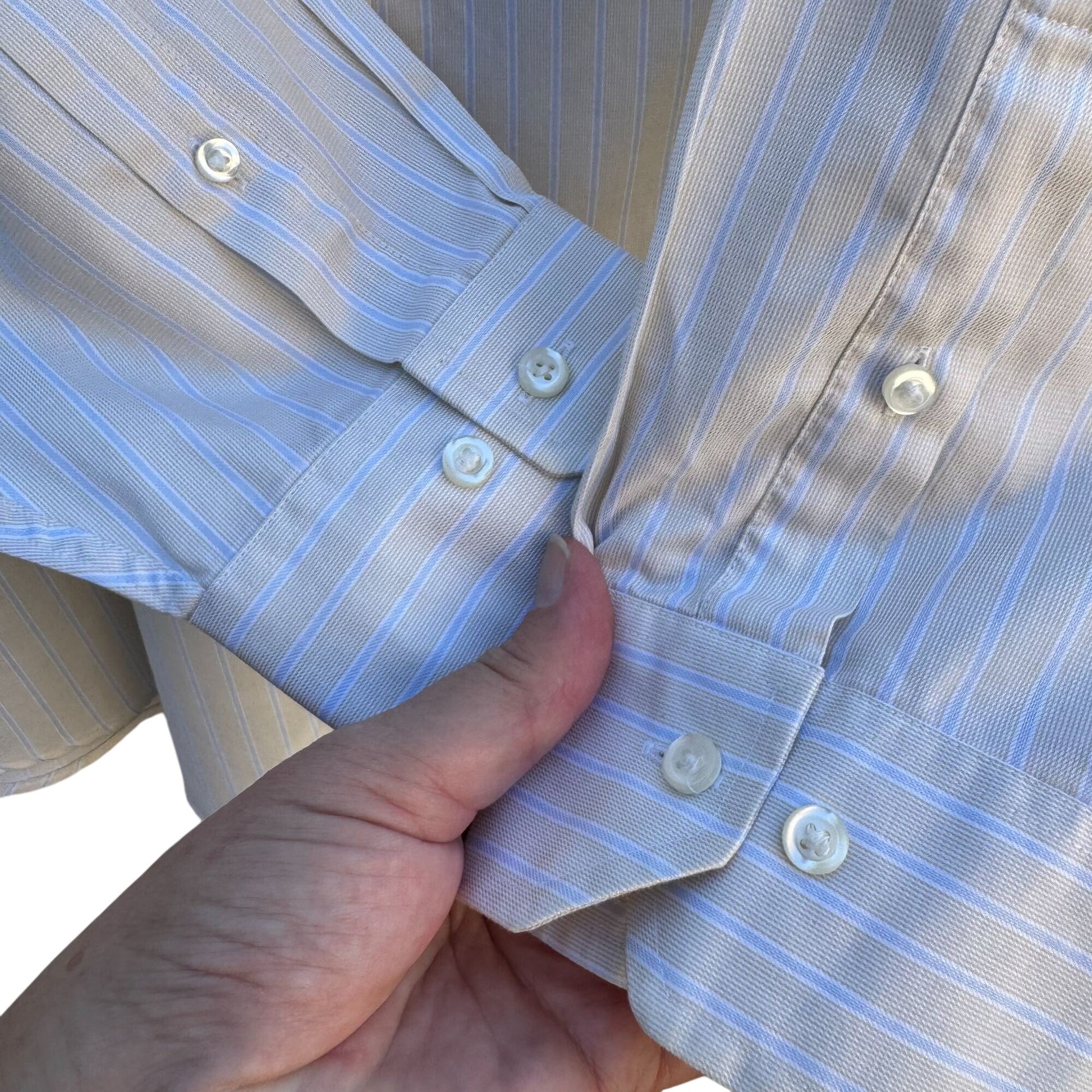 Jos A Bank Signature Collection Mens White Striped Long Sleeve Dress Shirt XL