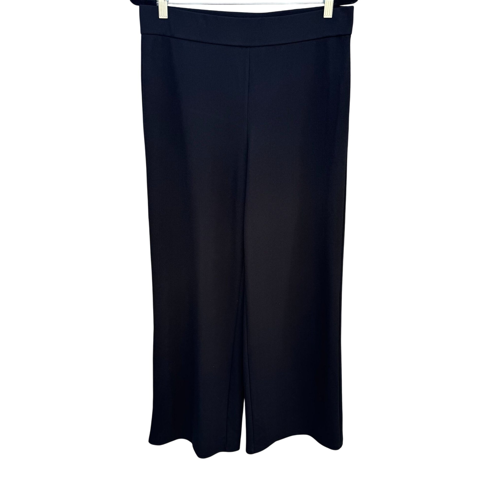 Isaac Mizrahi Live Womens Black Wide-Leg High-Waist Wide Leg Trousers Pants M