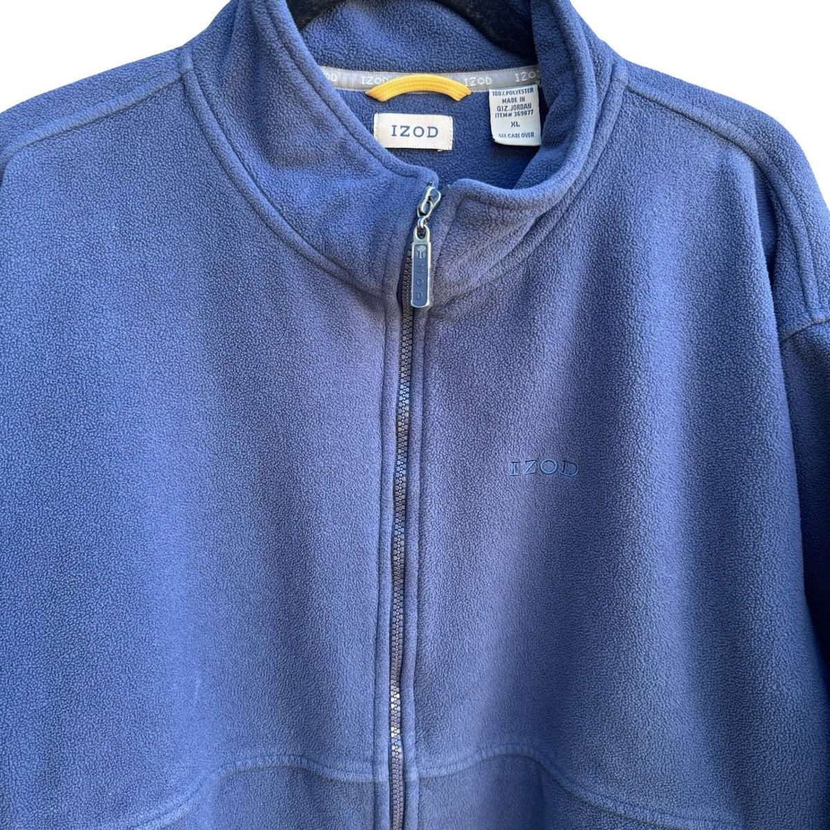 IZOD Zip Fleece Gorpcore Hiking Activewear Layering Utility Jacket Blue Mens XL