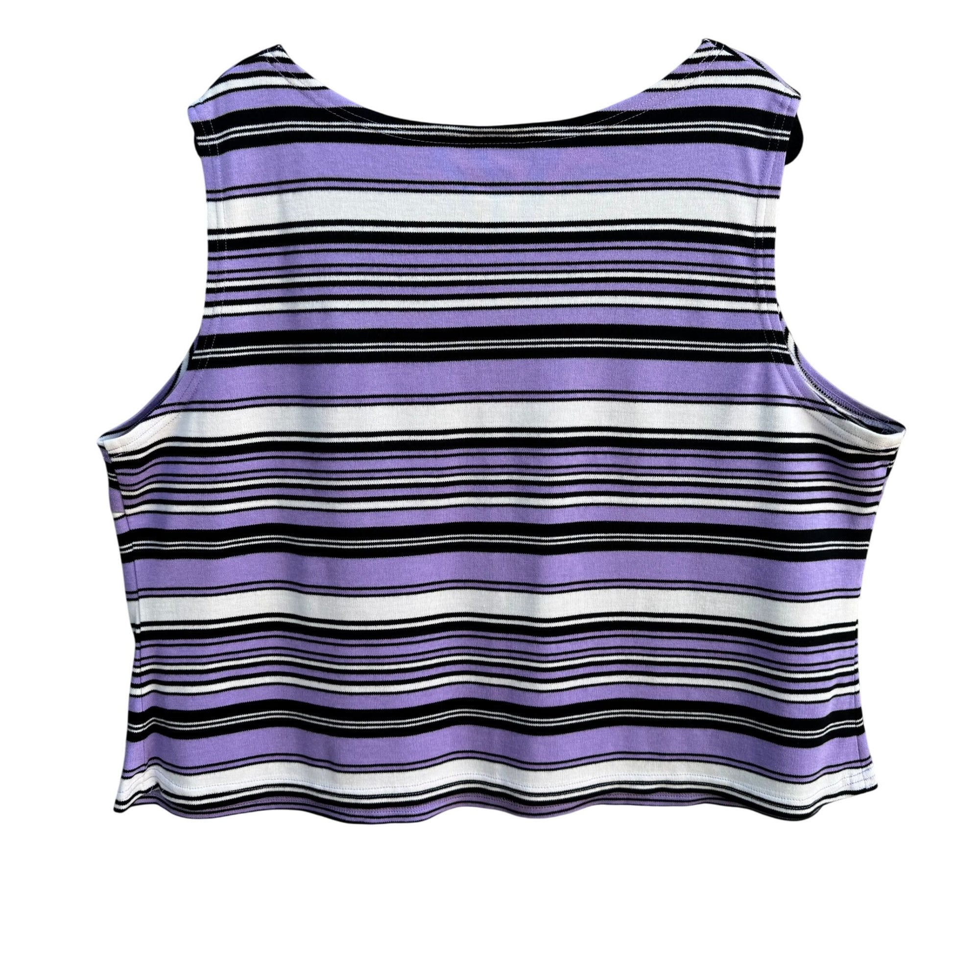 Lady Dorby Womens Plus Size 24W Knit Sleeveless Purple Black Striped Blouse Top