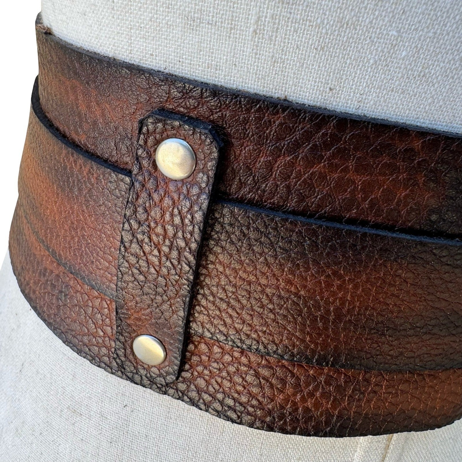 Vintage Y2K Steampunk Western Boho Edgy Brown Distressed Leather Wide Cinch Belt