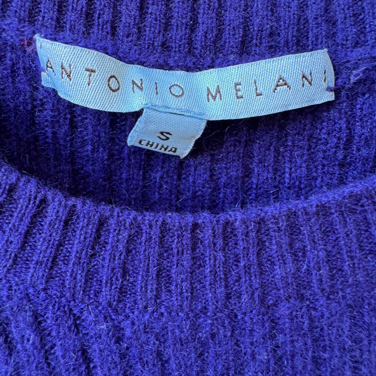Antonio Melani Cashmere Luxury Ribbed Asymmetric Sharkbite Sweater Royal Blue S