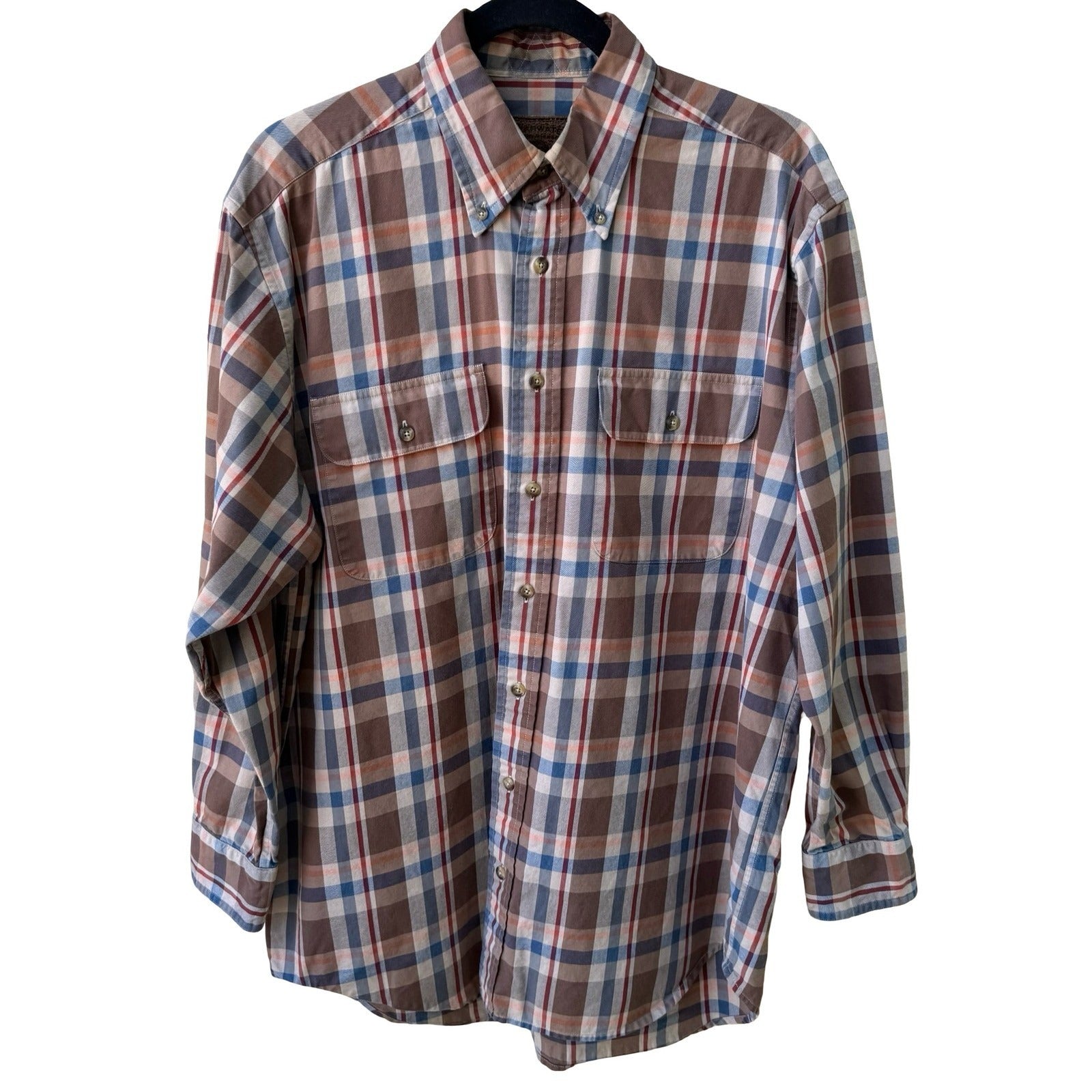 Clearwater Outfitters Plaid Gorpcore Outdoor Cabin Shirt Brown Cotton Twill M