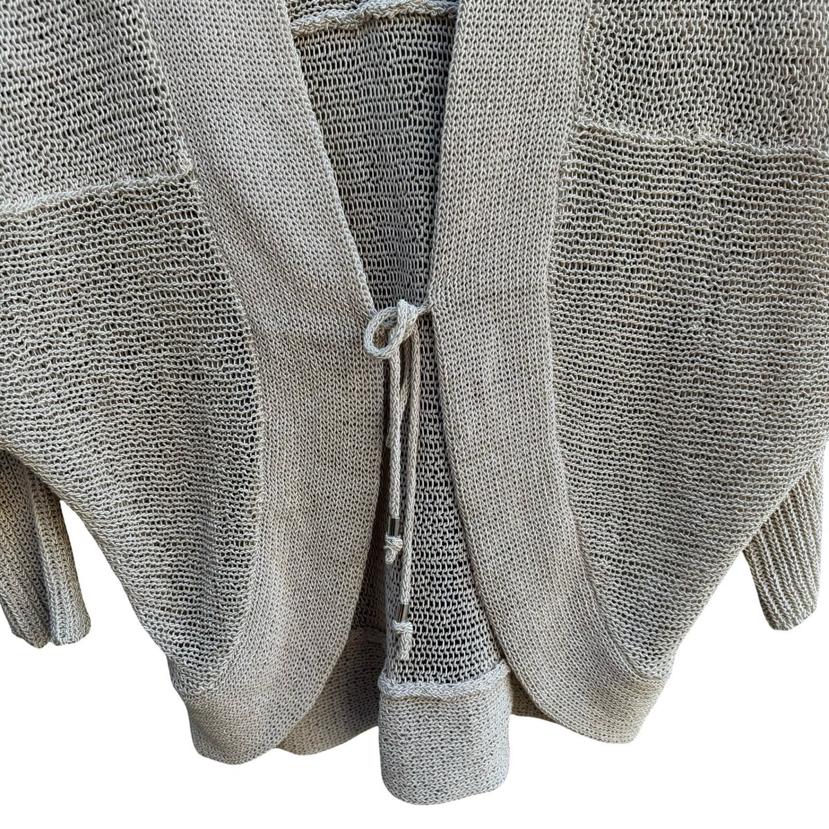 Firetrap Boho Coastal Minimalist Batwing Open Knit Oversized Airy Cardigan Tan S