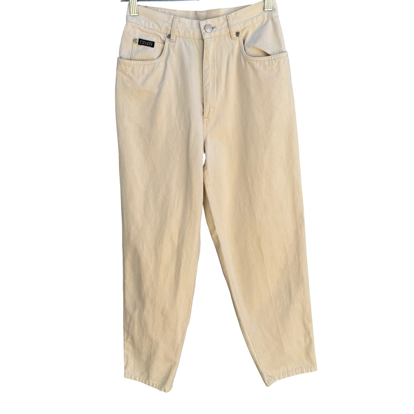 Lauren Ralph Lauren Vintage 90s High Waisted Tapered Mom Jeans Cream Womens