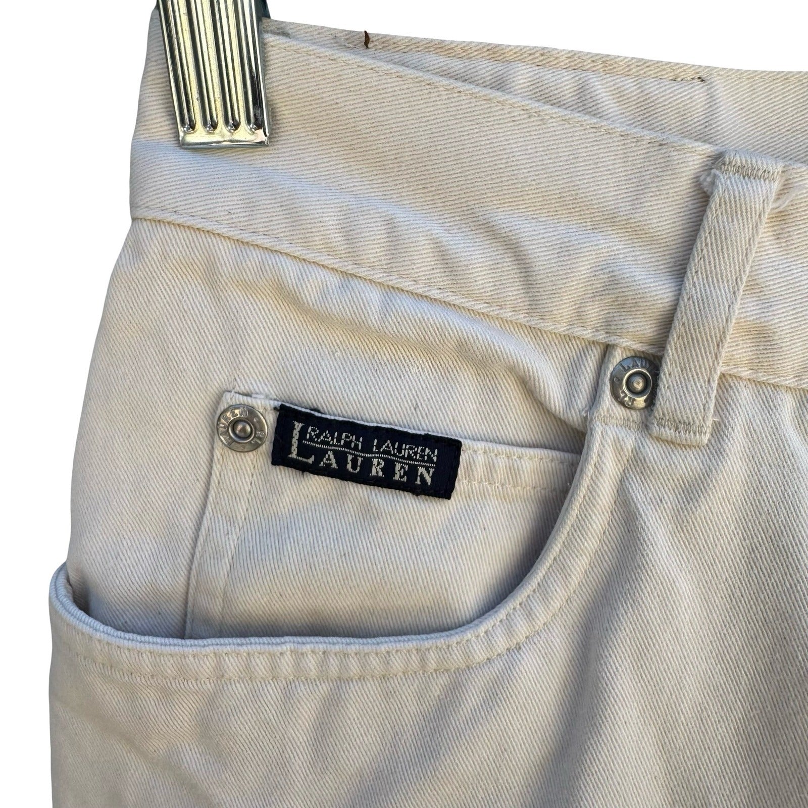 Lauren Ralph Lauren Vintage 90s High Waisted Tapered Mom Jeans Cream Womens