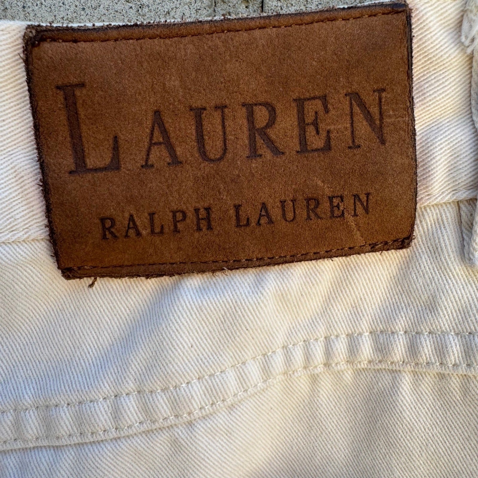 Lauren Ralph Lauren Vintage 90s High Waisted Tapered Mom Jeans Cream Womens