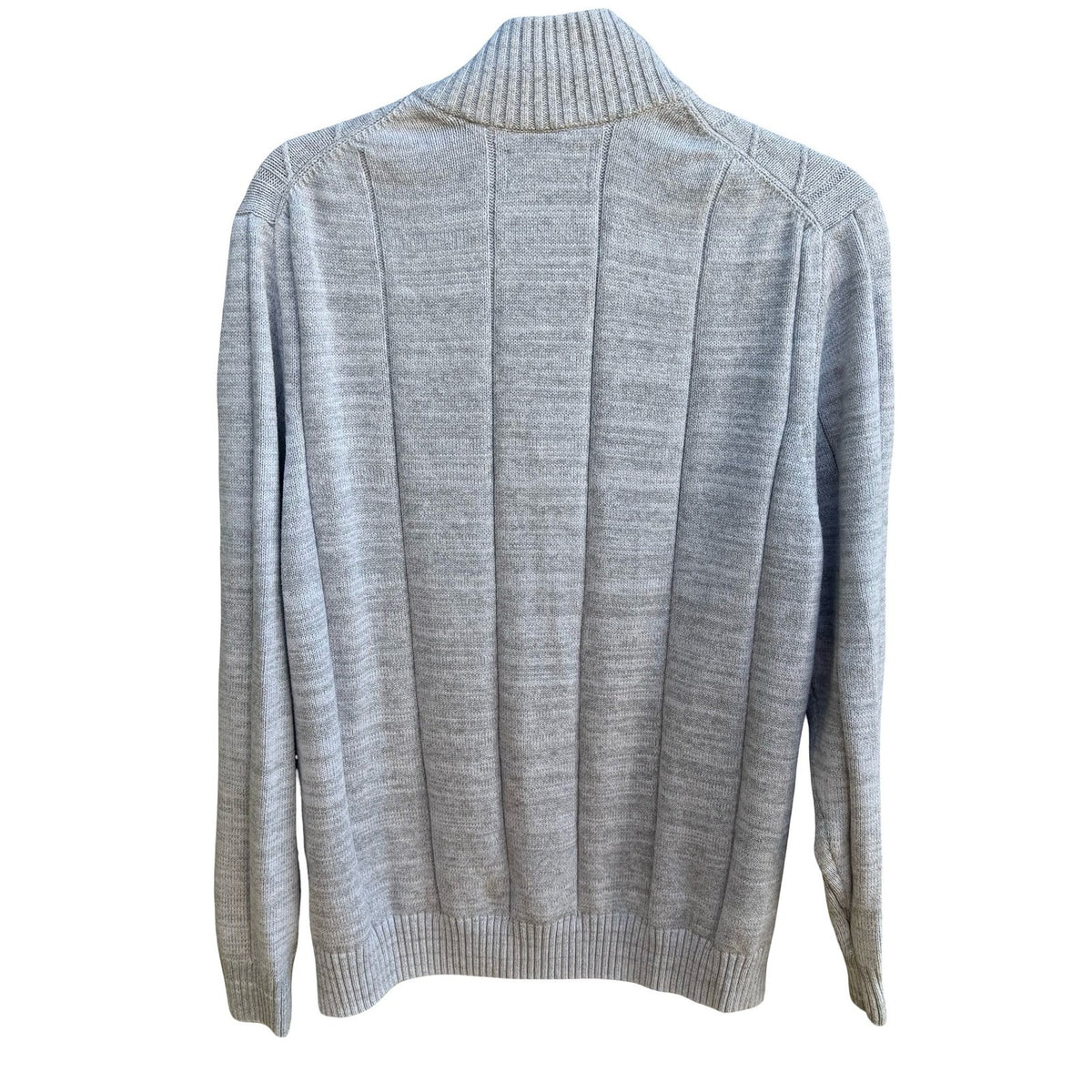 Southern Pines Coastal Minimalist Preppy Textured Mock Neck Sweater Grey Mens M