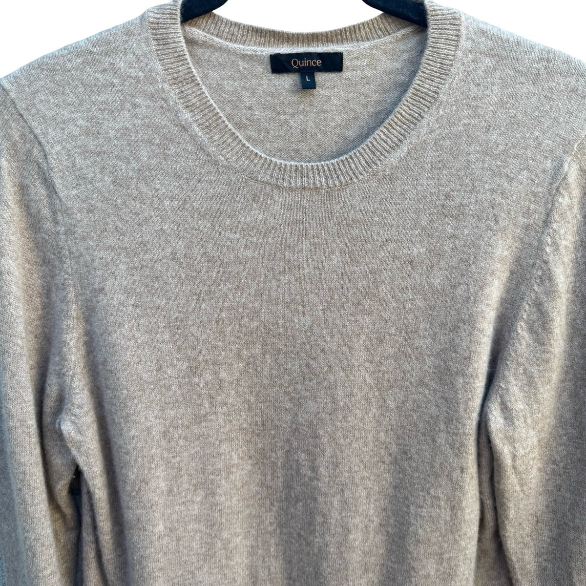 Quince Mongolian Cashmere Quiet Luxury Minimalist Preppy Cozy Sweater Oatmeal L
