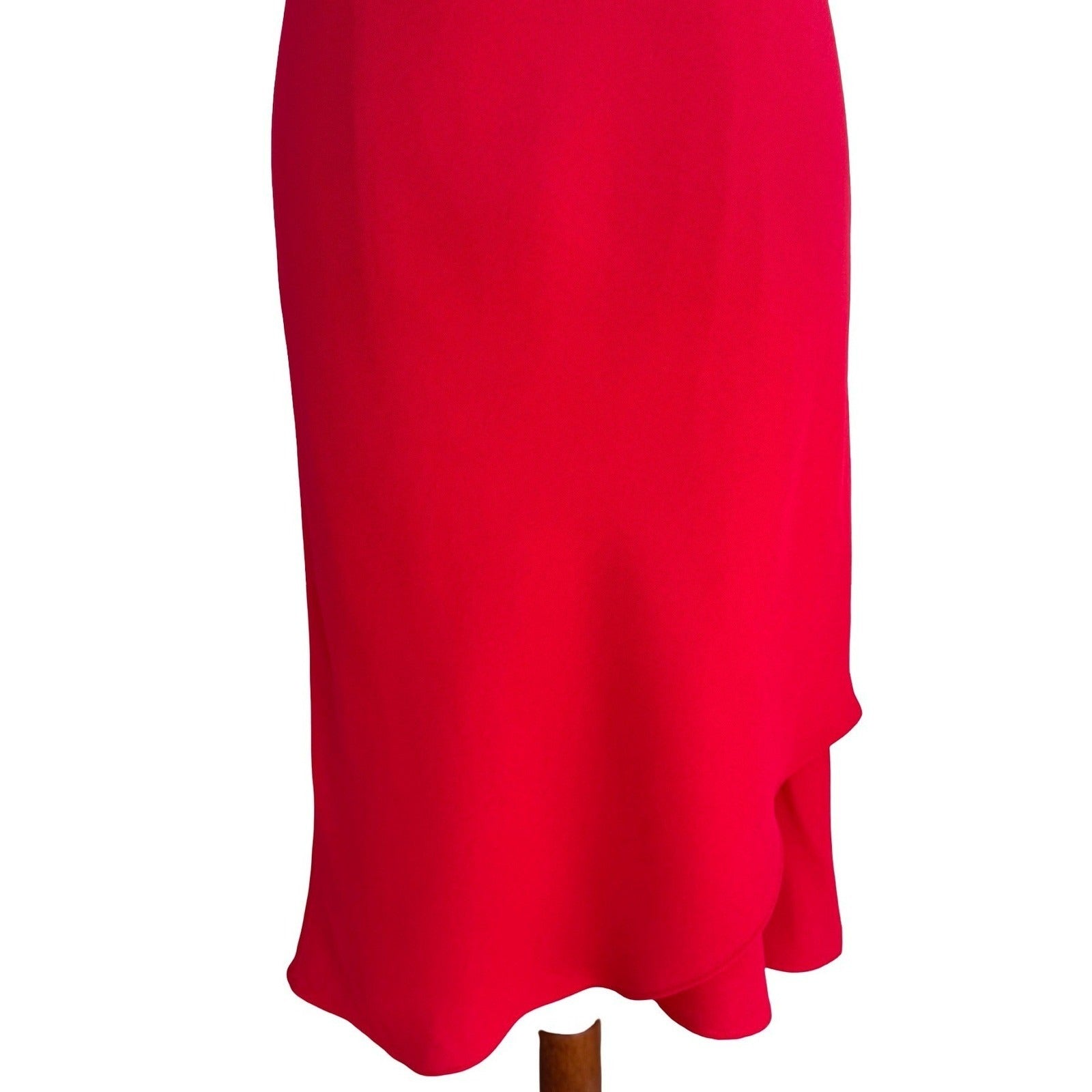 Scarlett Red V-Neck Flutter Sleeve Tulip Hem Cocktail Midi Sheath Dress Womens 8