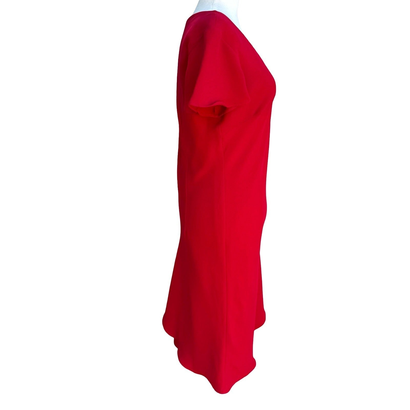 Scarlett Red V-Neck Flutter Sleeve Tulip Hem Cocktail Midi Sheath Dress Womens 8