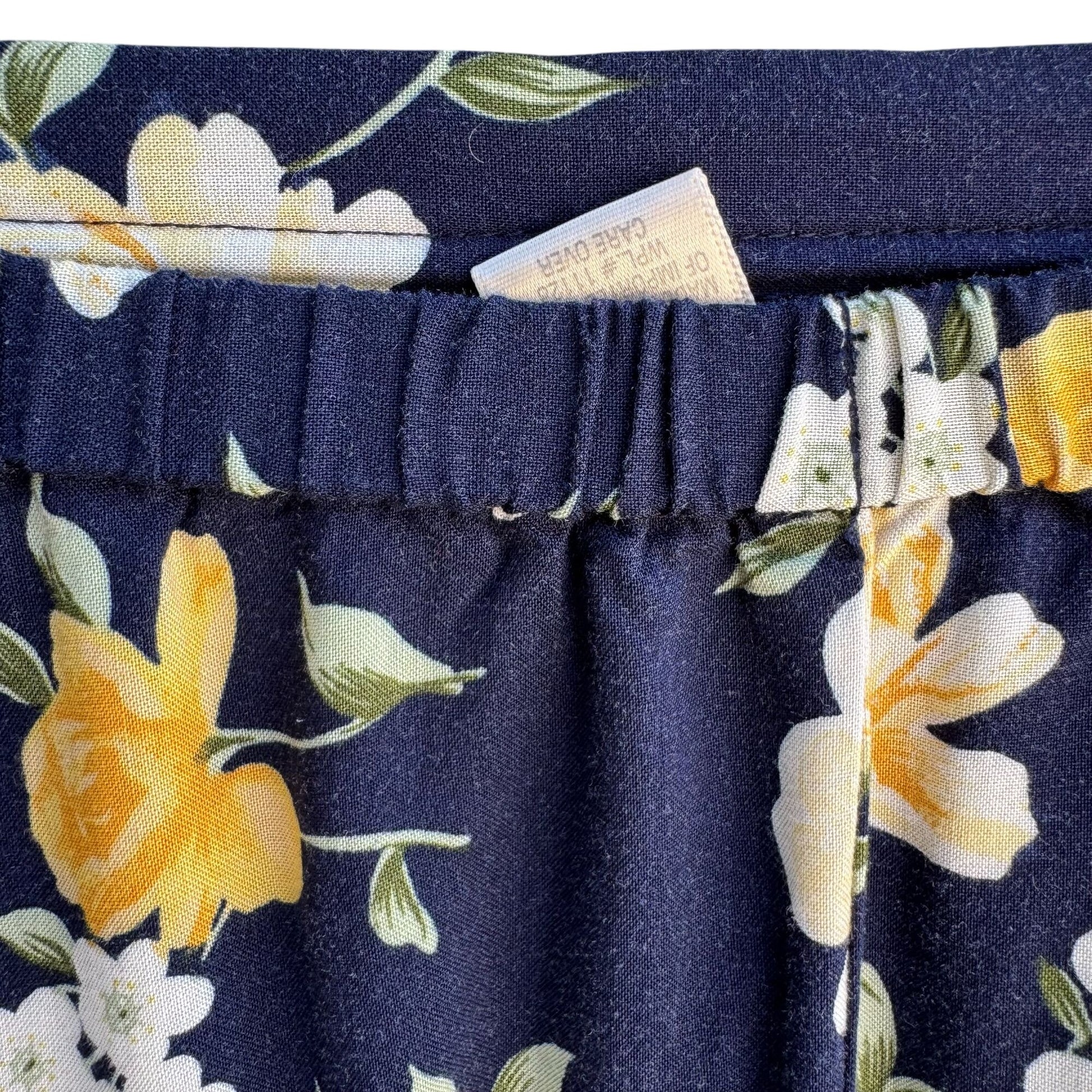 Capistrano Essentials Vintage Womens Navy Flowy Floral Midi Full Skirt 26/28