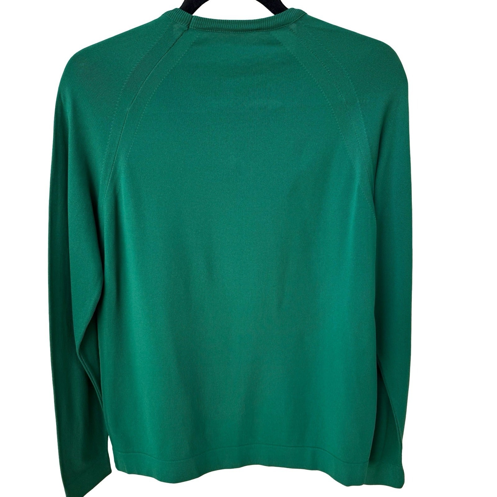 Vintage 70s Emerald Green V-Neck Raglan Sleeve Fine Knit Sweater Womens Small