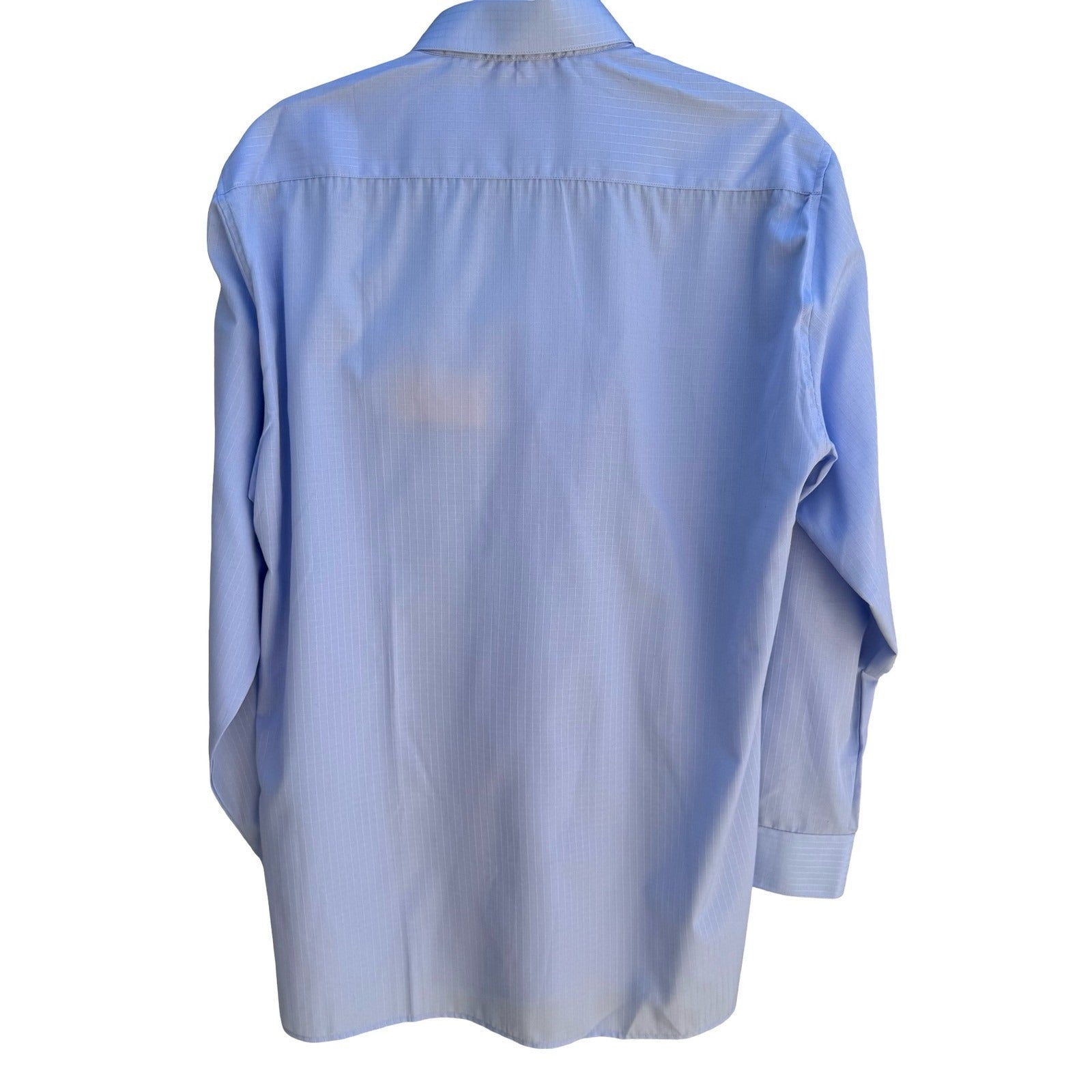 Monticerutti Preppy Minimalist Textured Grid Dress Shirt Pastel Blue Deadstock M