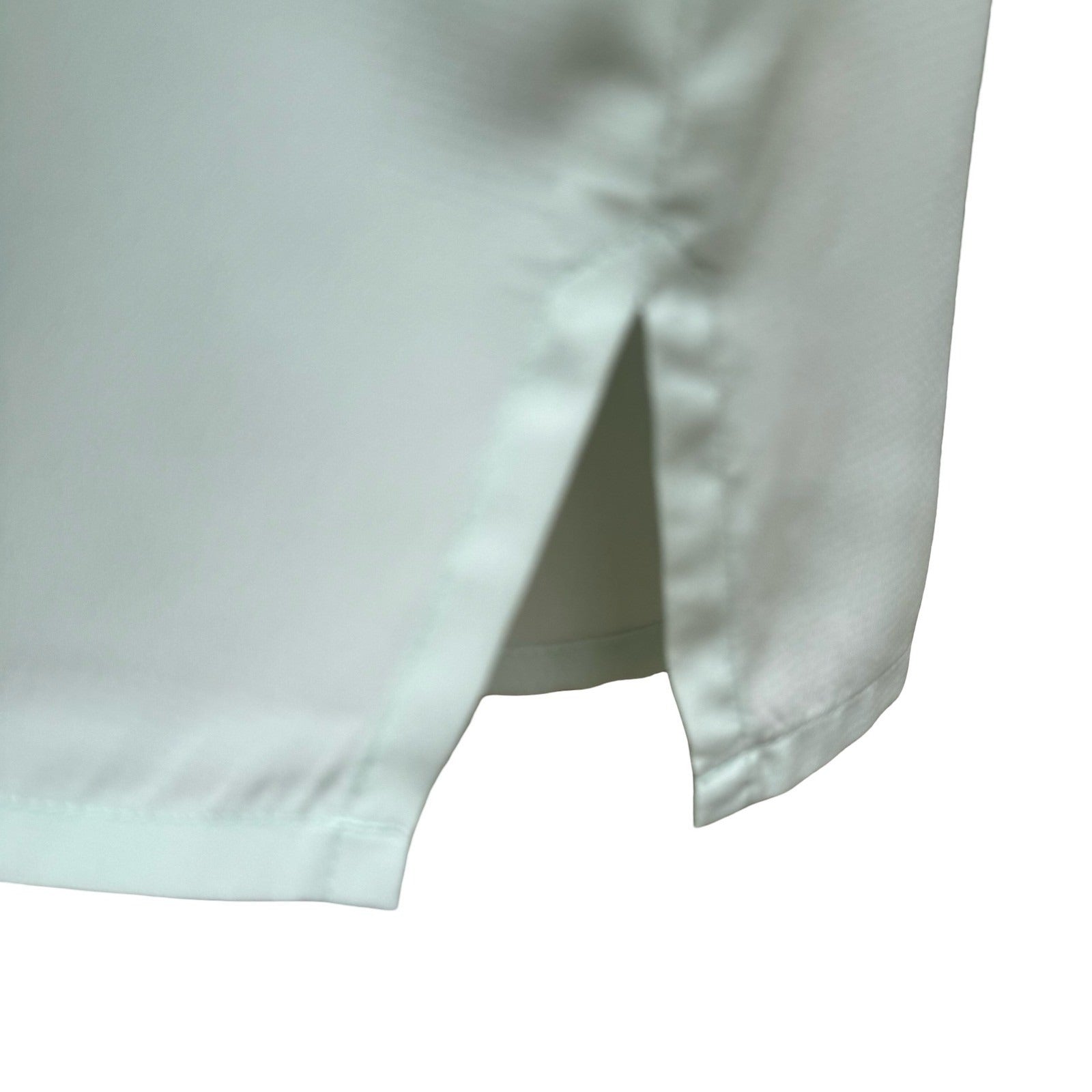 Mario Rosella Pastel Green Pleated Short Sleeve Blouse Collarless Minimalist