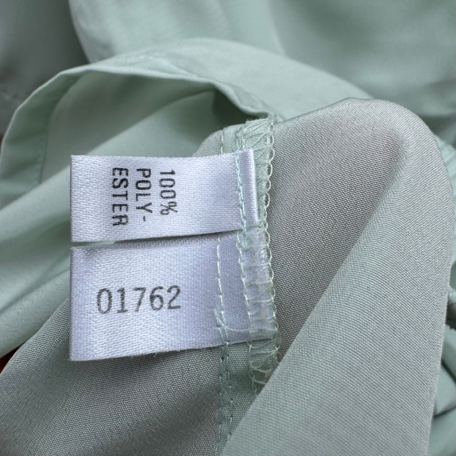 Mario Rosella Pastel Green Pleated Short Sleeve Blouse Collarless Minimalist