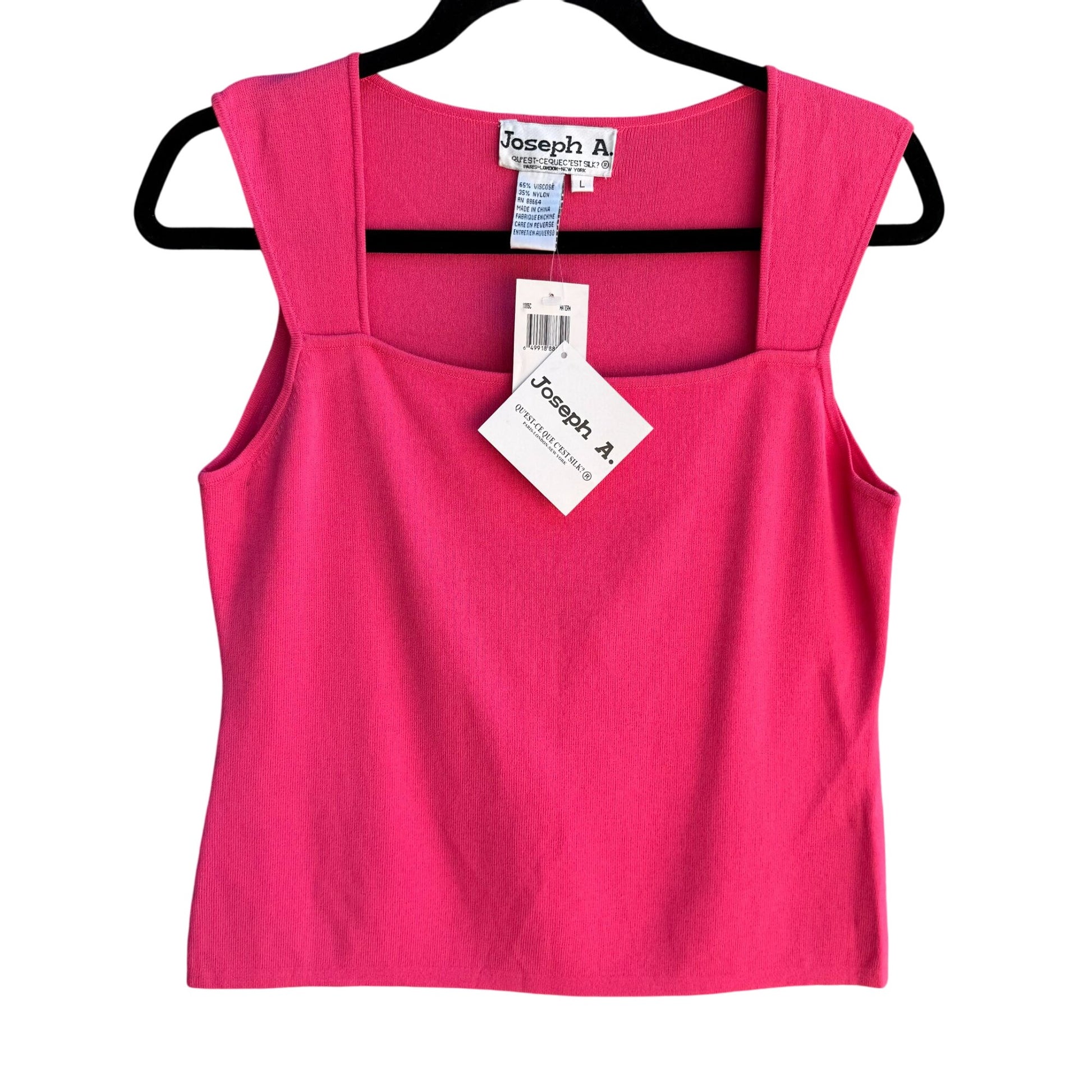 Joseph A Sleeveless Fuchsia Knit Square Neckline Sleeveless Blouse Top New L