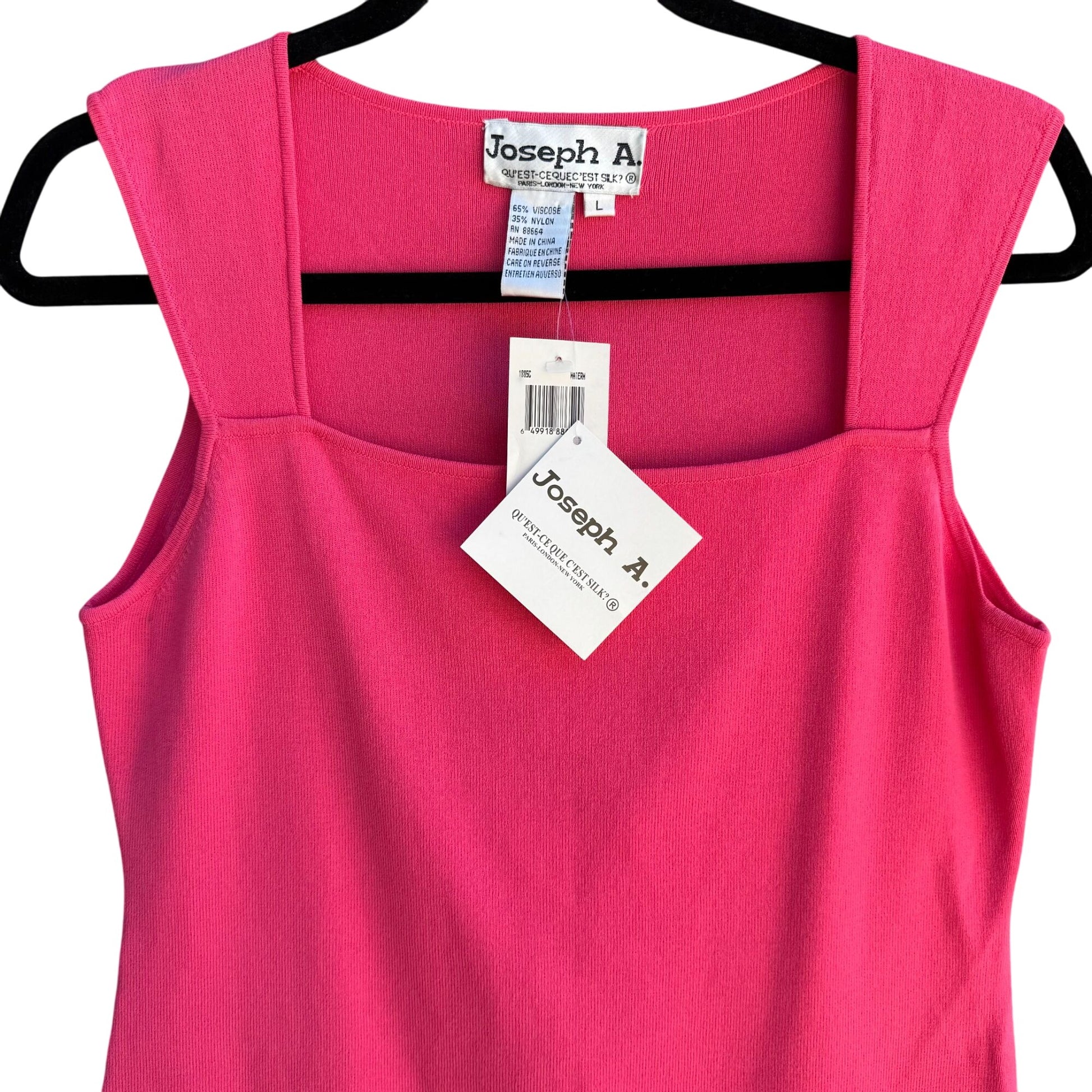 Joseph A Sleeveless Fuchsia Knit Square Neckline Sleeveless Blouse Top New L