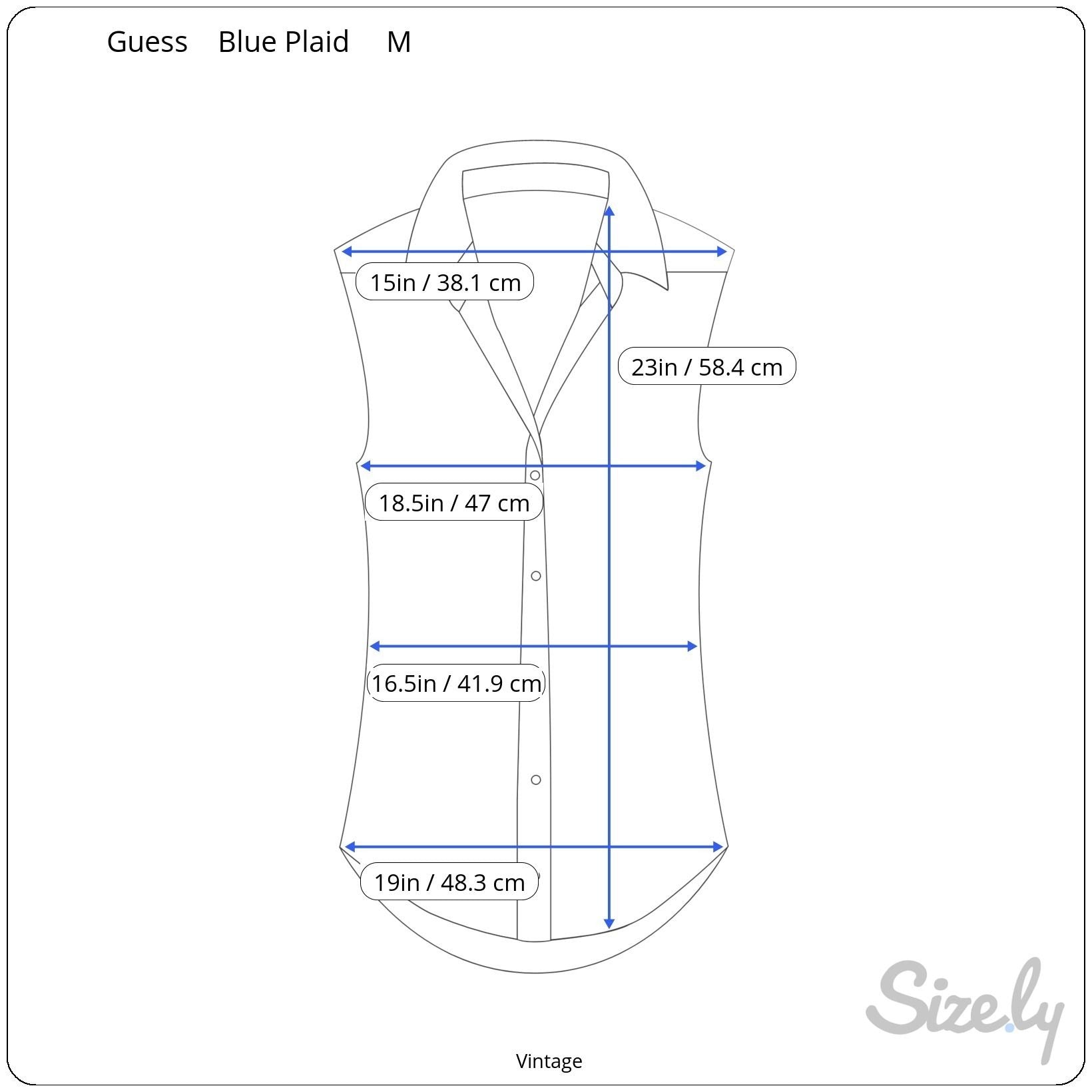 Guess Vintage 90s Womens Blue Plaid Sleeveless Denim Collar Button-Up Shirt M