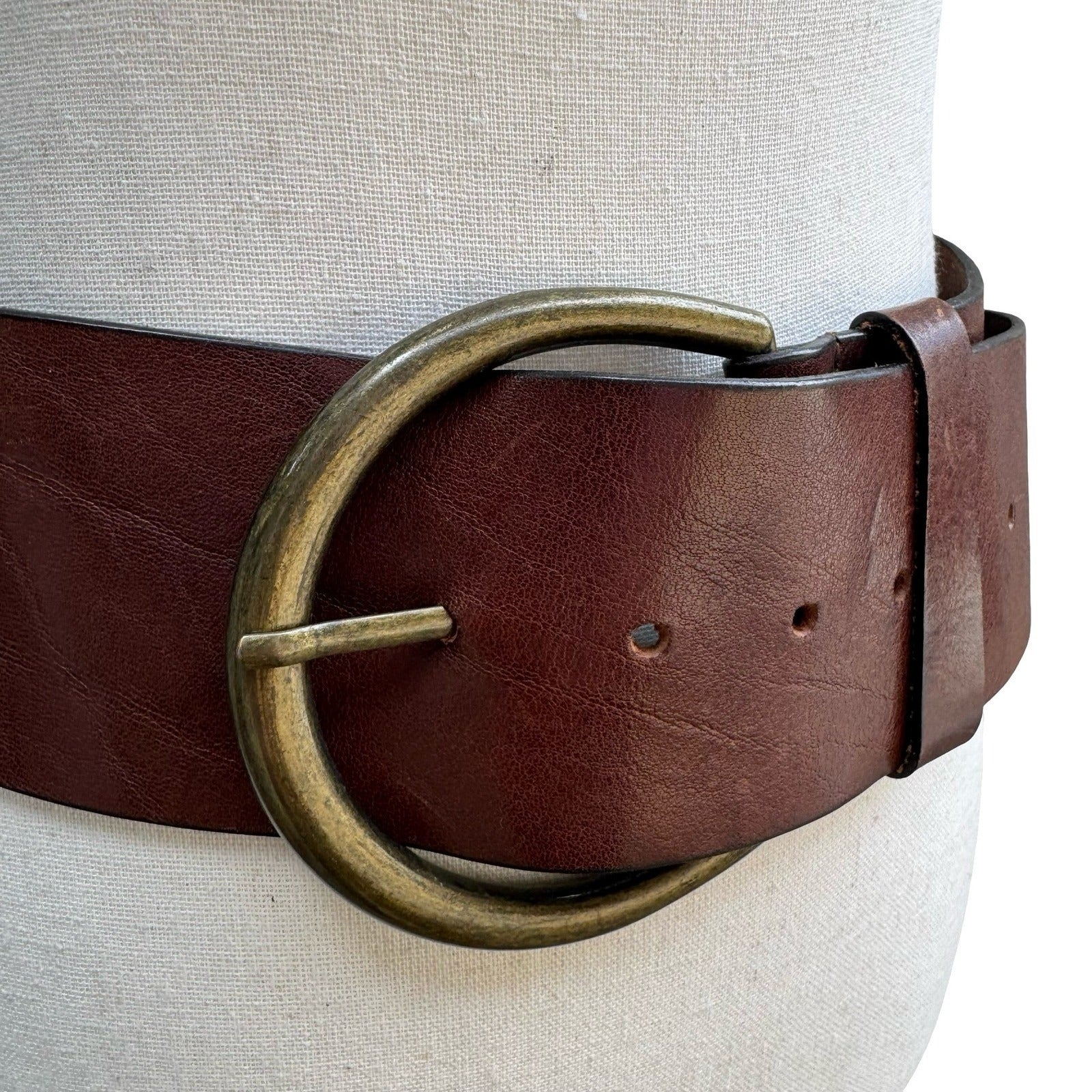 AL&C Another Line & Co Boho Western Brown Leather Wide Waist Cinch Belt 5859 M