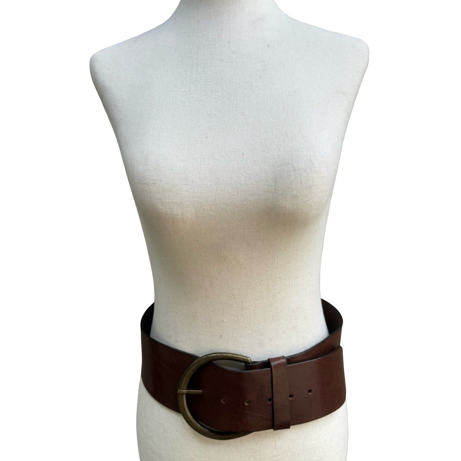 AL&C Another Line & Co Boho Western Brown Leather Wide Waist Cinch Belt 5859 M