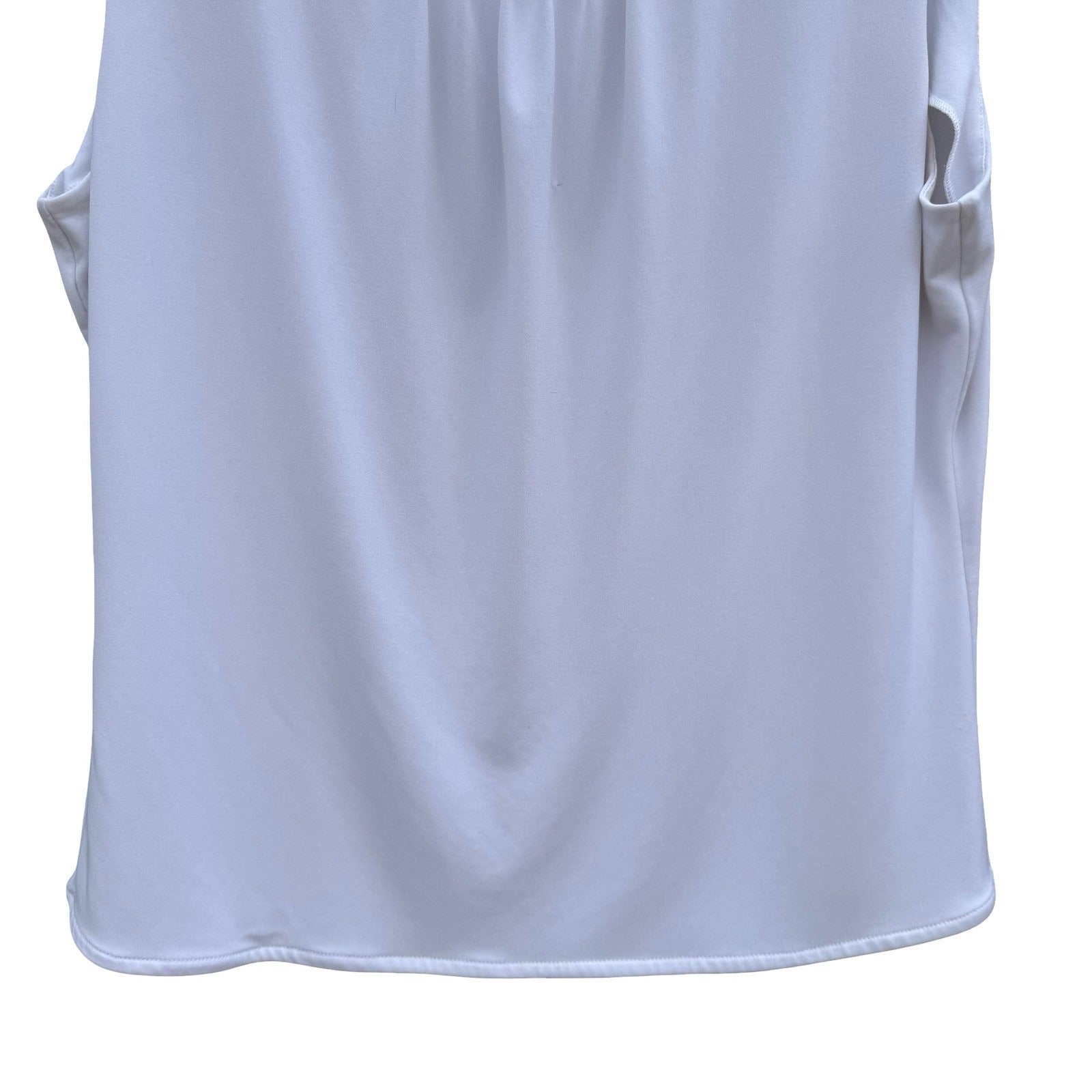 Calvin Klein White Sleeveless Pleated Scoop Neck Keyhole Back Blouse Minimalist