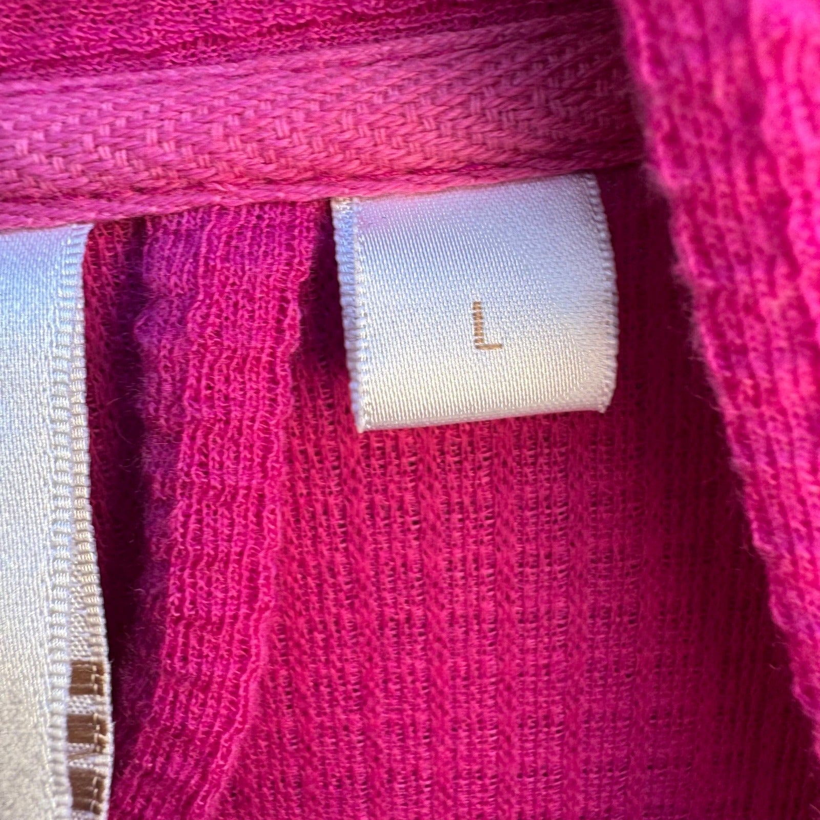 Aegean Apparel Womens Waffle Knit Robe Fuchsia Pink Long Spa Bathrobe Size L NEW