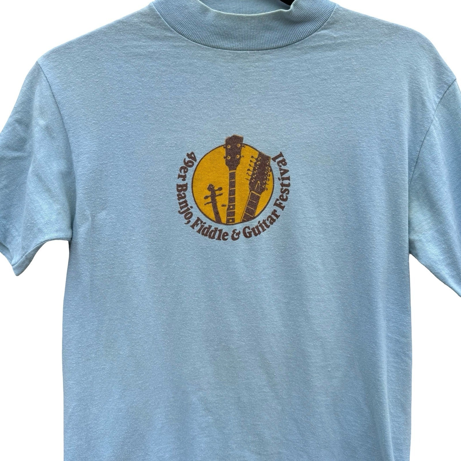 Anvil Vintage 1979s 49er Banjo Fiddle Guitar Festival Shirt Blue Single Stitch S