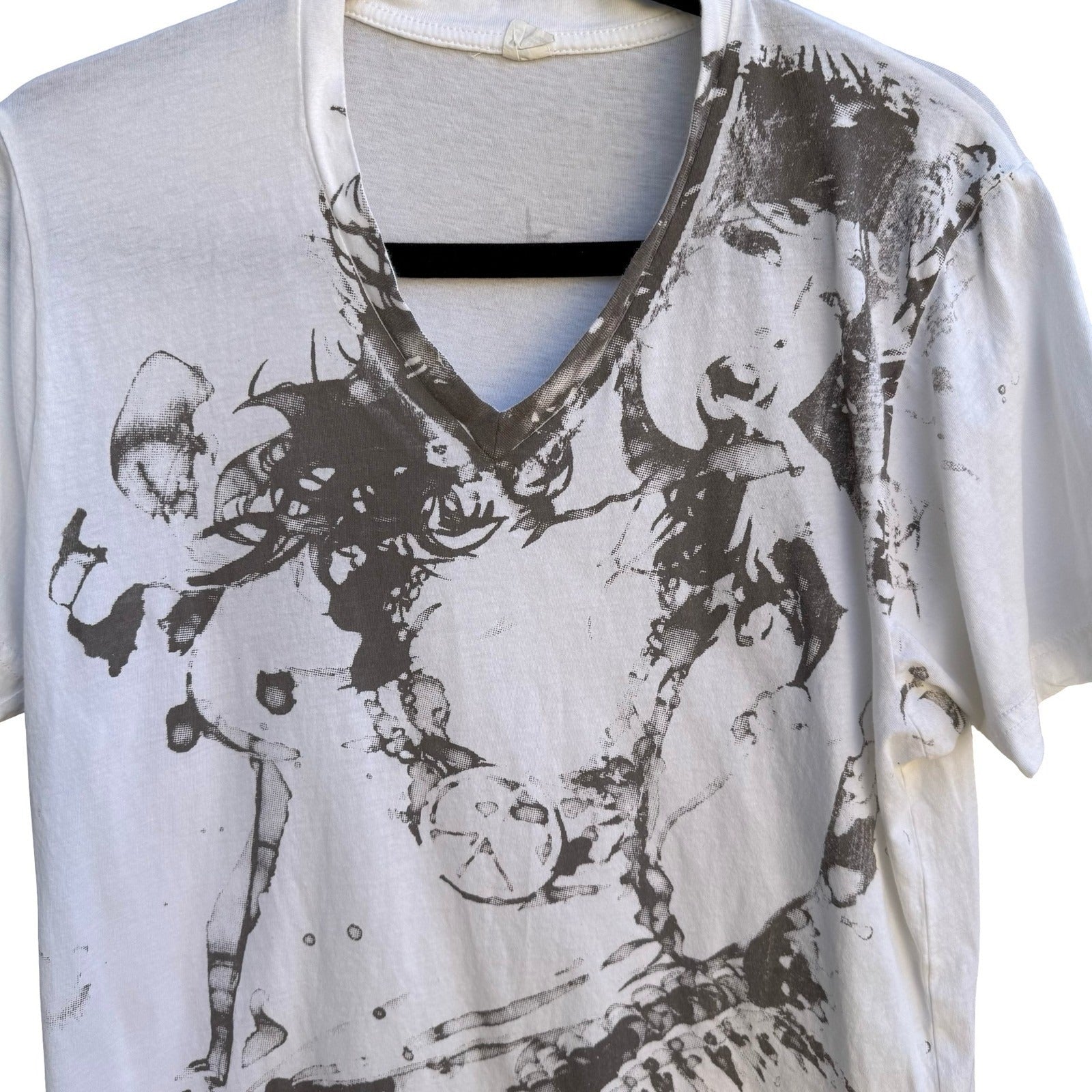 Alternative Apparel Abstract Grunge Alt Emo Graphic V-Neck Shirt Cotton Mens M