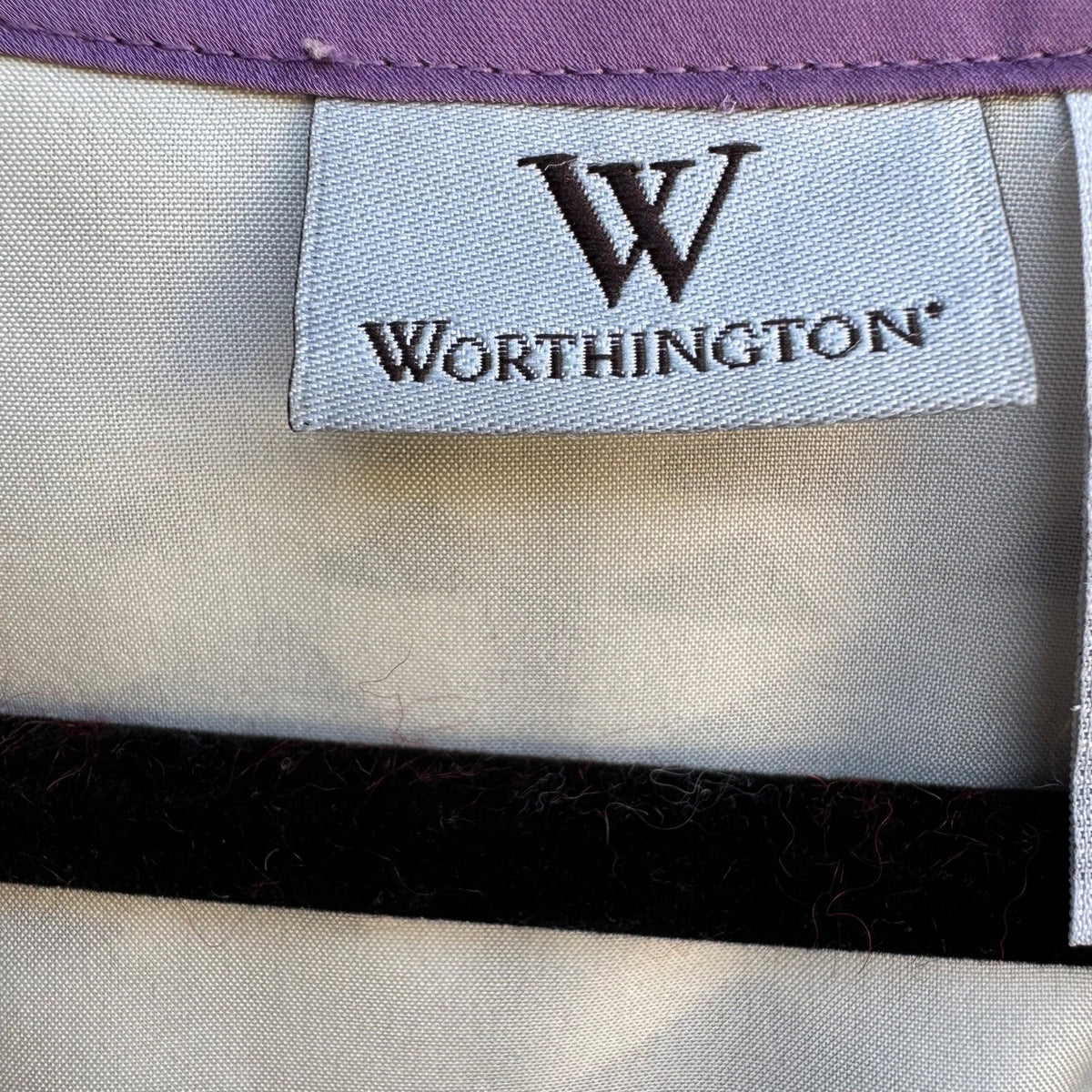 Worthington Whimsigoth Flowy Geometric Bow Neck Flutter Sleeve Blouse Purple M