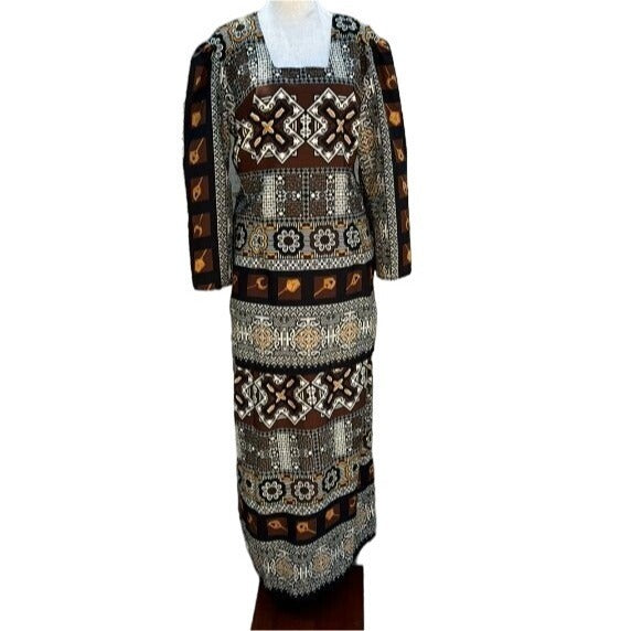 Handmade Women's Dashiki Tribal Ethnic Long Sleeve Two Piece Top Full Skirt Set