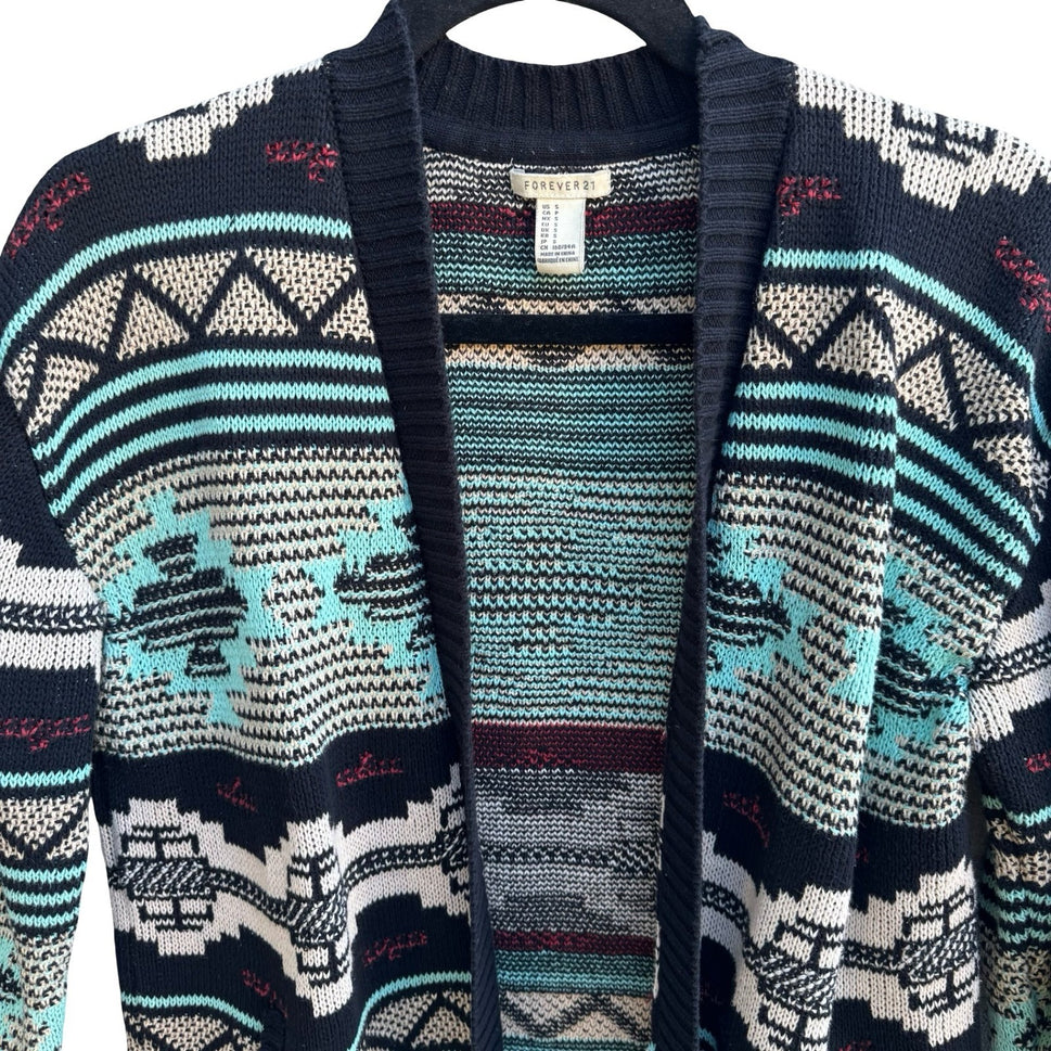 Forever 21 Boho Indie Geometric Southwestern Festival Open Grandpa Cardigan S